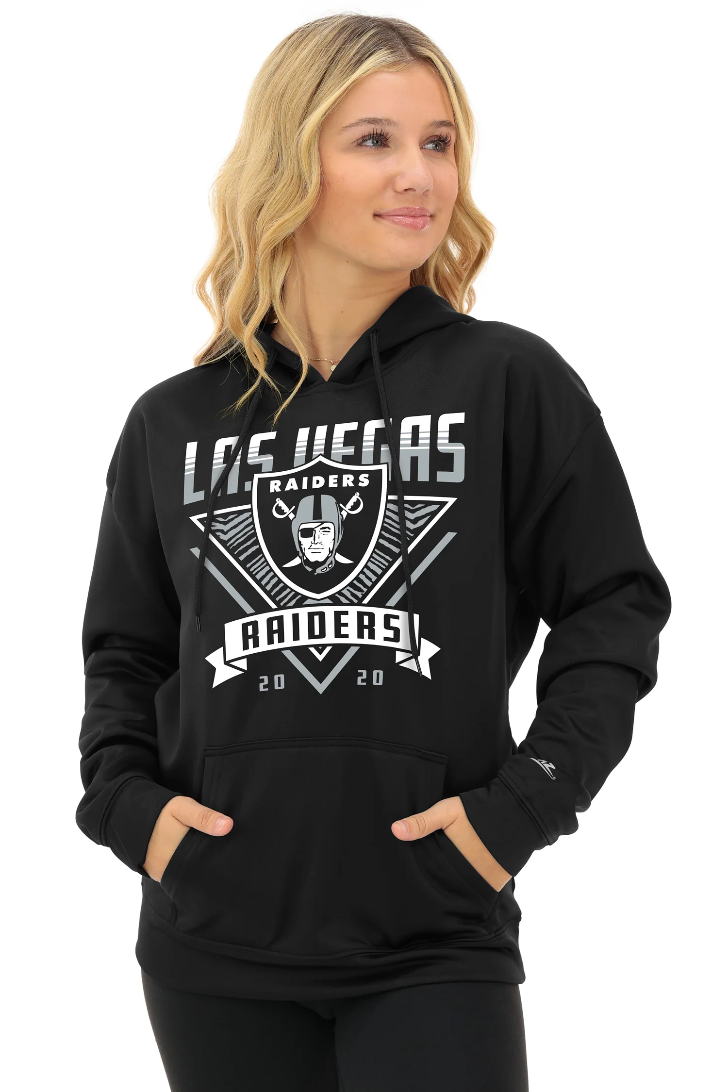 Zubaz NFL Women's Free Play 2 Color Zebra Liner Hoodie, LAS VEGAS RAIDERS - Image 19