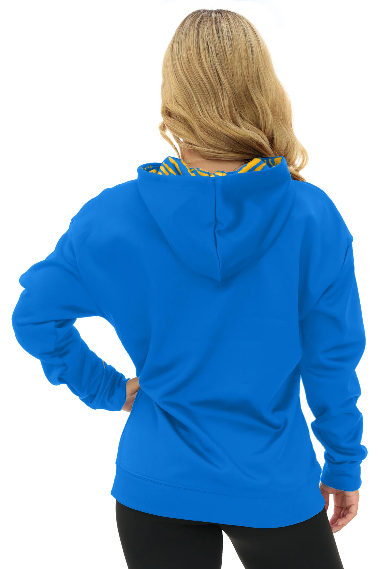Zubaz NFL Women's Free Play 2 Color Zebra Liner Hoodie, LOS ANGELES CHARGERS - Image 8