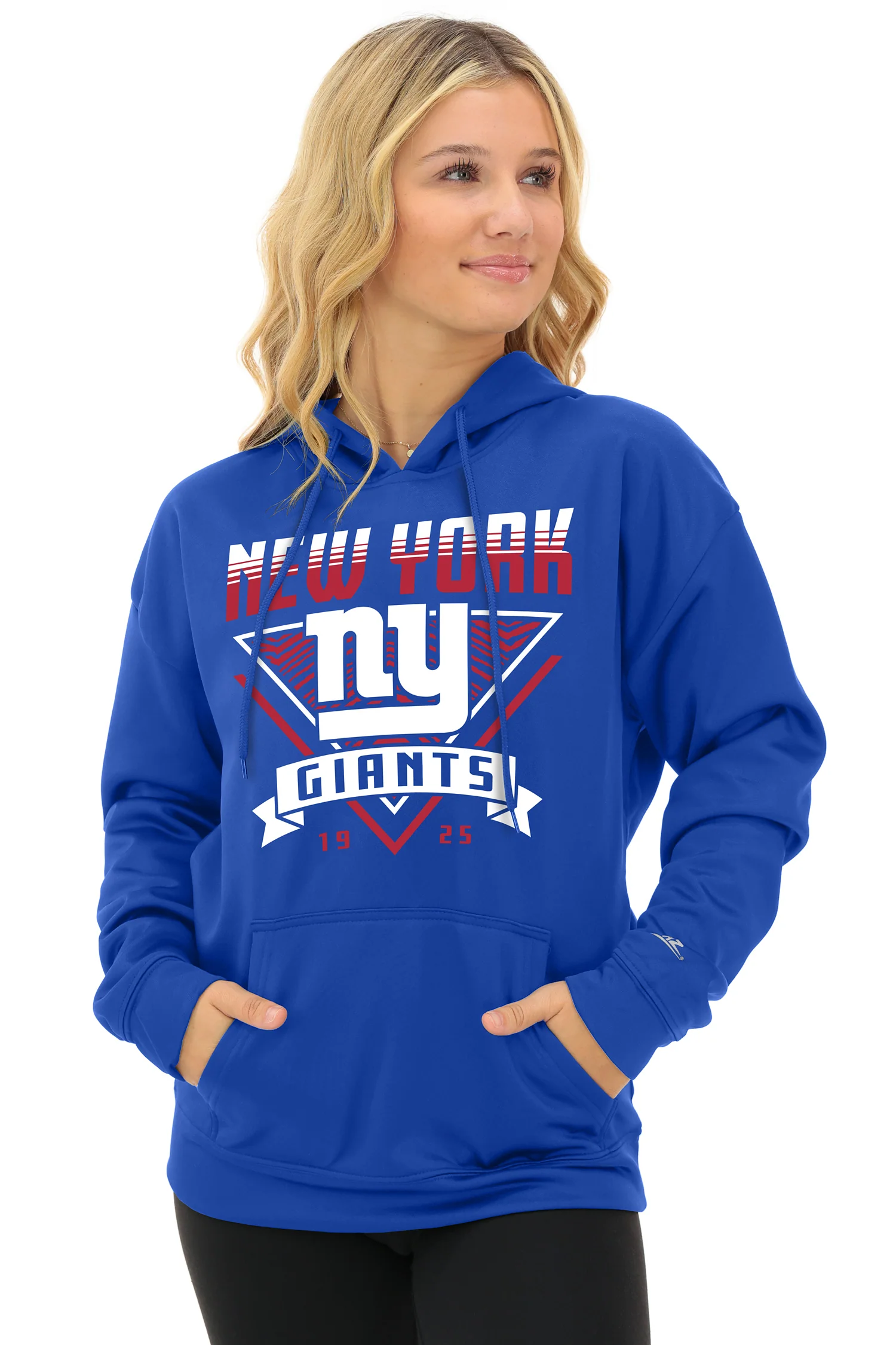 Zubaz NFL Women's Free Play 2 Color Zebra Liner Hoodie, NEW YORK GIANTS - Image 14