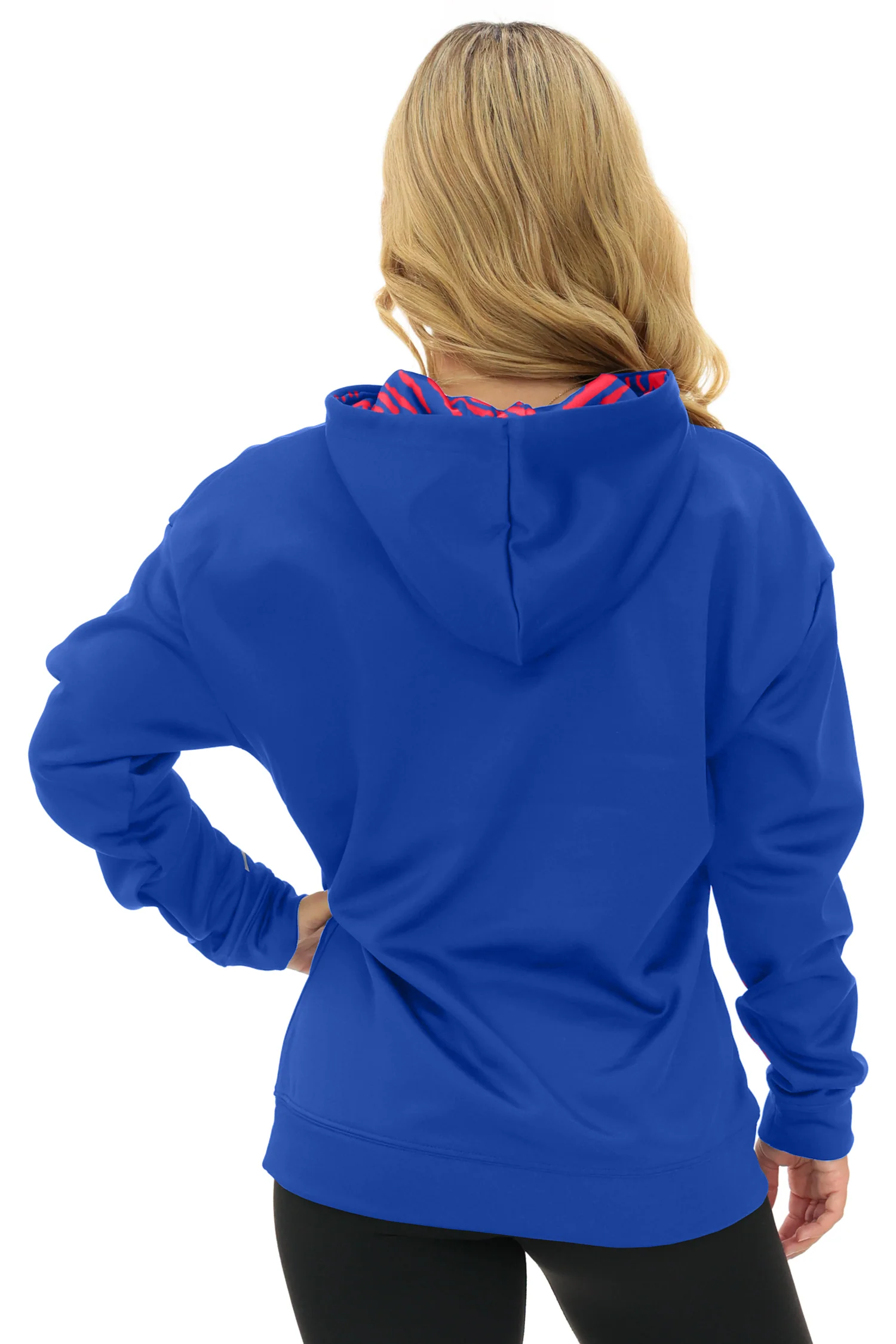 Zubaz NFL Women's Free Play 2 Color Zebra Liner Hoodie, NEW YORK GIANTS - Image 3