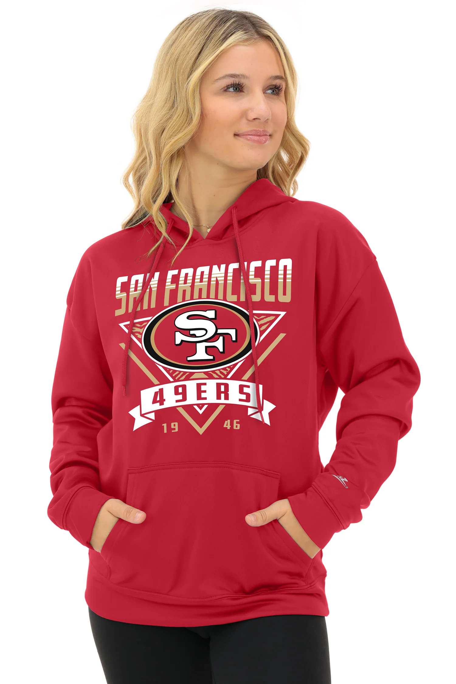 Zubaz NFL Women's Free Play 2 Color Zebra Liner Hoodie, SAN FRANCISCO 49ERS - Image 23
