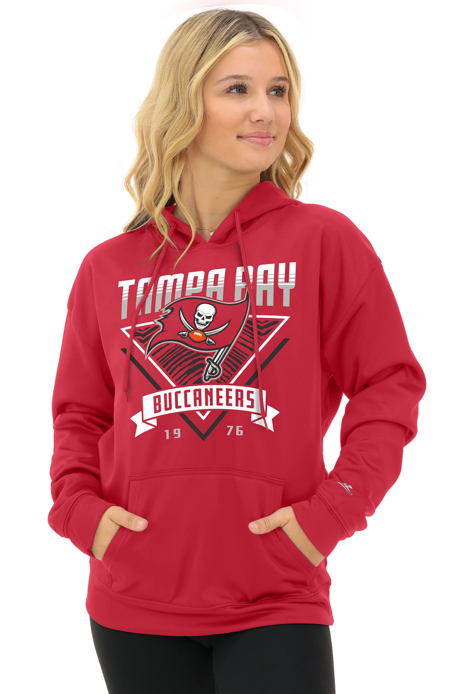 Zubaz NFL Women's Free Play 2 Color Zebra Liner Hoodie, TAMPA BAY BUCCANEERS - Image 2