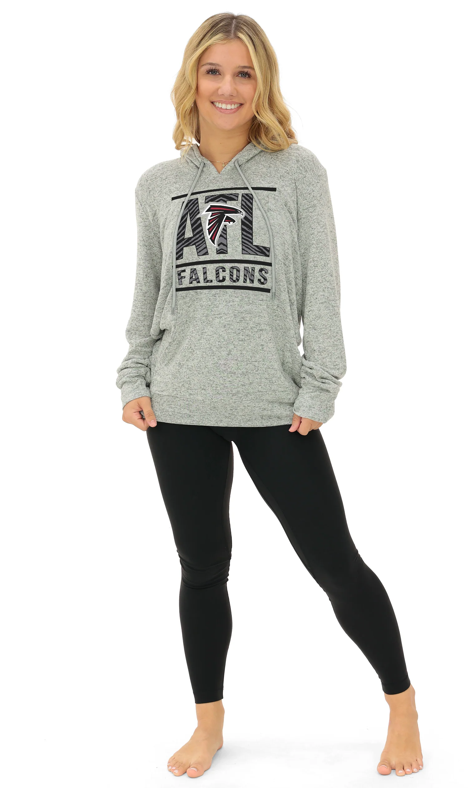 Zubaz NFL Women's Goal Line Soft Marled Gray Hoodie, Atlanta Falcons - Image 16
