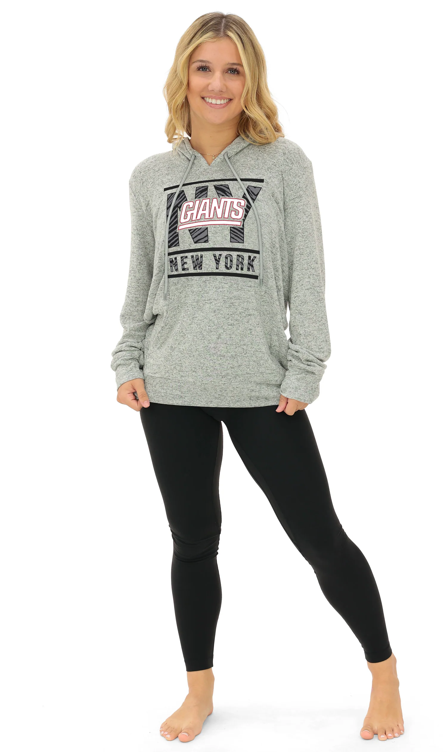 Zubaz NFL Women's Goal Line Soft Marled Gray Hoodie, New York Giants - Image 22