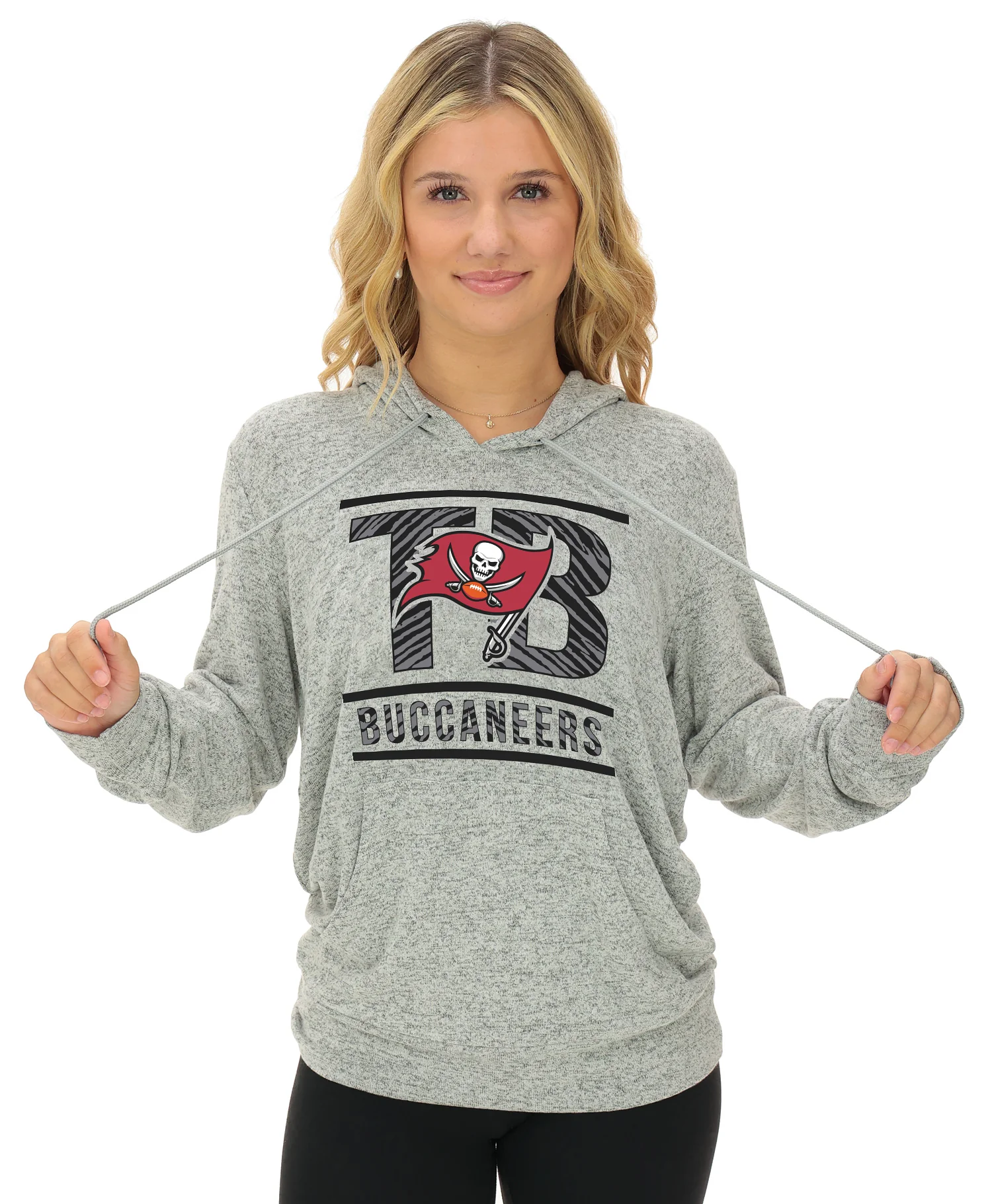 Zubaz NFL Women's Goal Line Soft Marled Gray Hoodie, Tampa Bay Buccaneers - Image 18