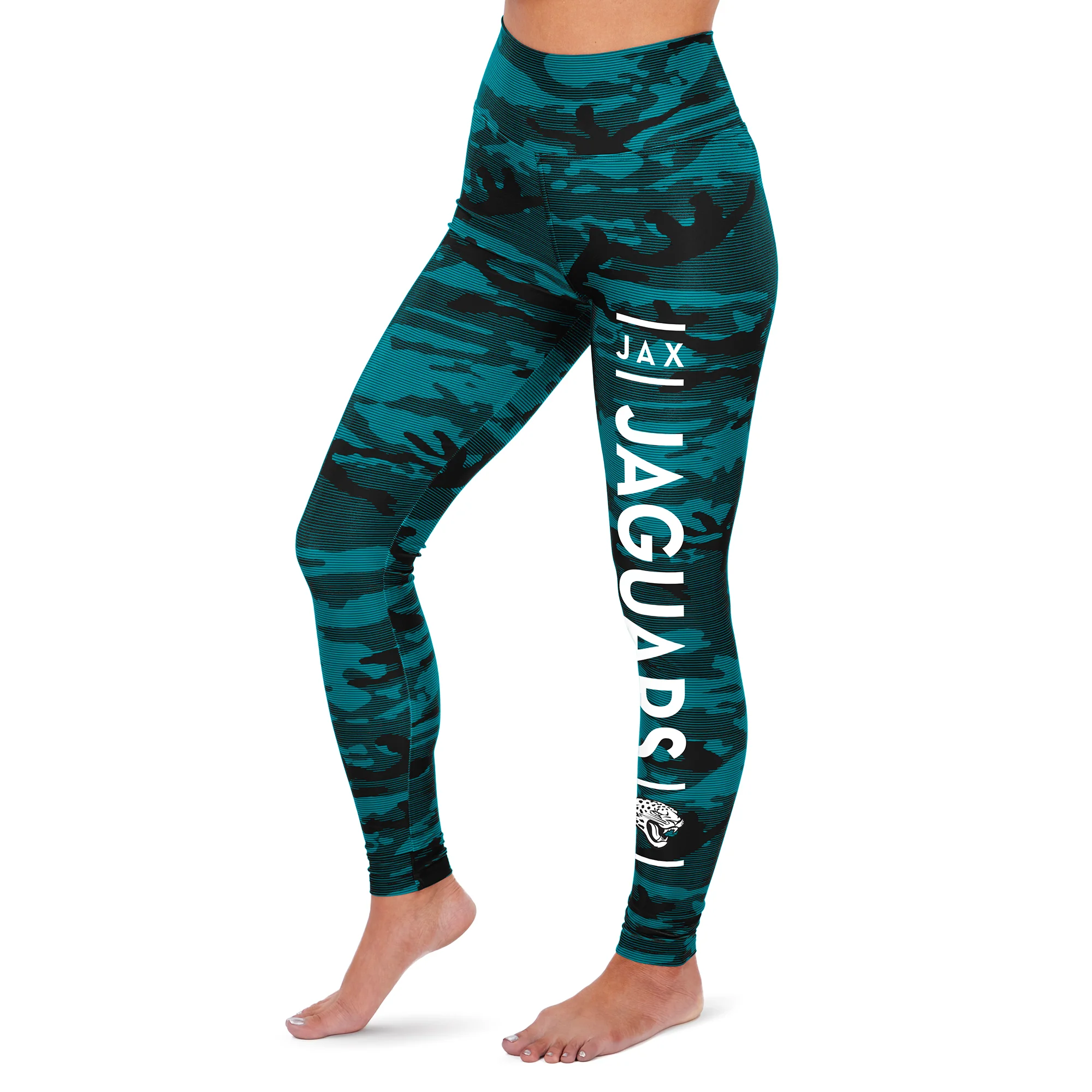 Zubaz NFL Women's Jacksonville Jaguars Marled Camo Lines Leggings - Image 3