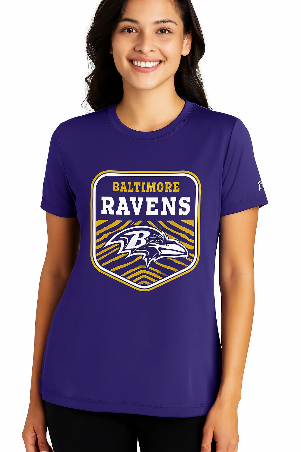 Zubaz NFL Women's Kicker Team Color Short Sleeve T-Shirt, Baltimore Ravens - Image 42