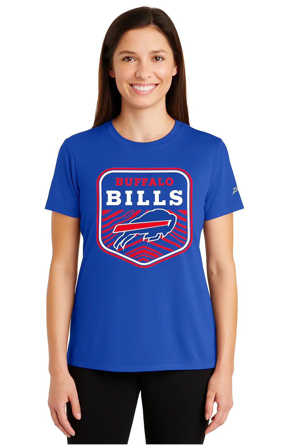 Zubaz NFL Women's Kicker Team Color Short Sleeve T-Shirt, Buffalo Bills - Image 18