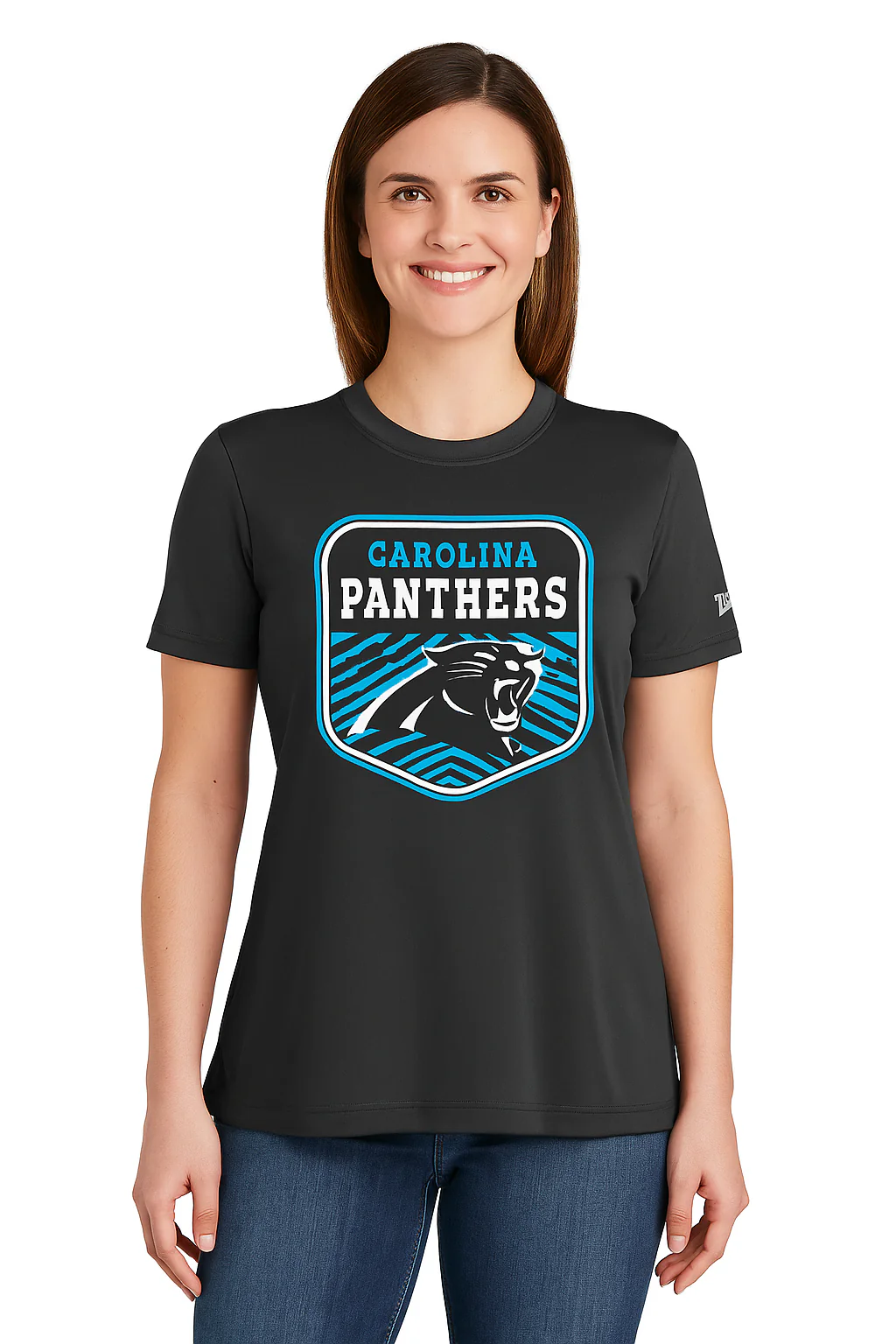 Zubaz NFL Women's Kicker Team Color Short Sleeve T-Shirt, Carolina Panthers - Image 42