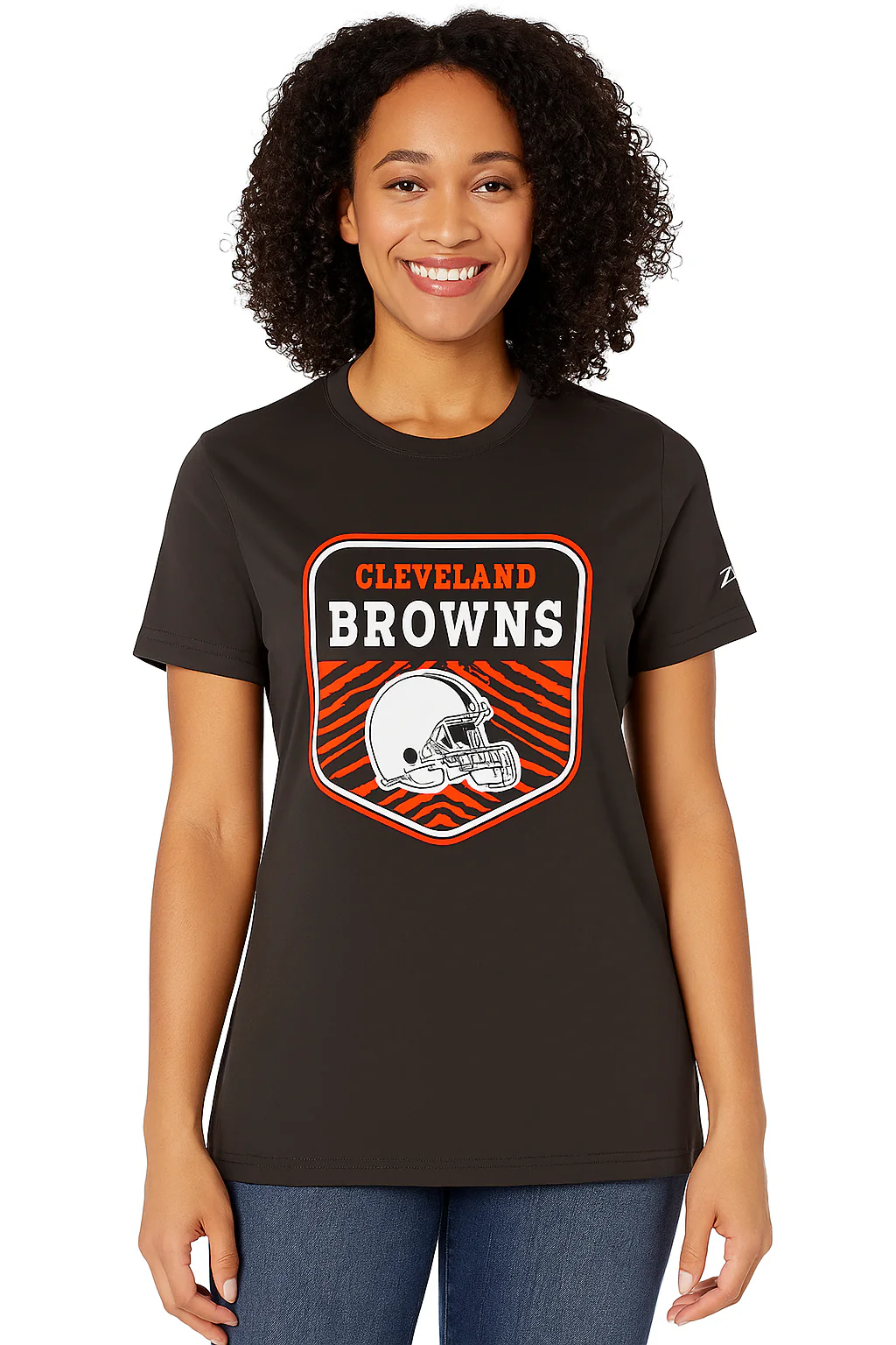 Zubaz NFL Women's Kicker Team Color Short Sleeve T-Shirt, Cleveland Browns - Image 42