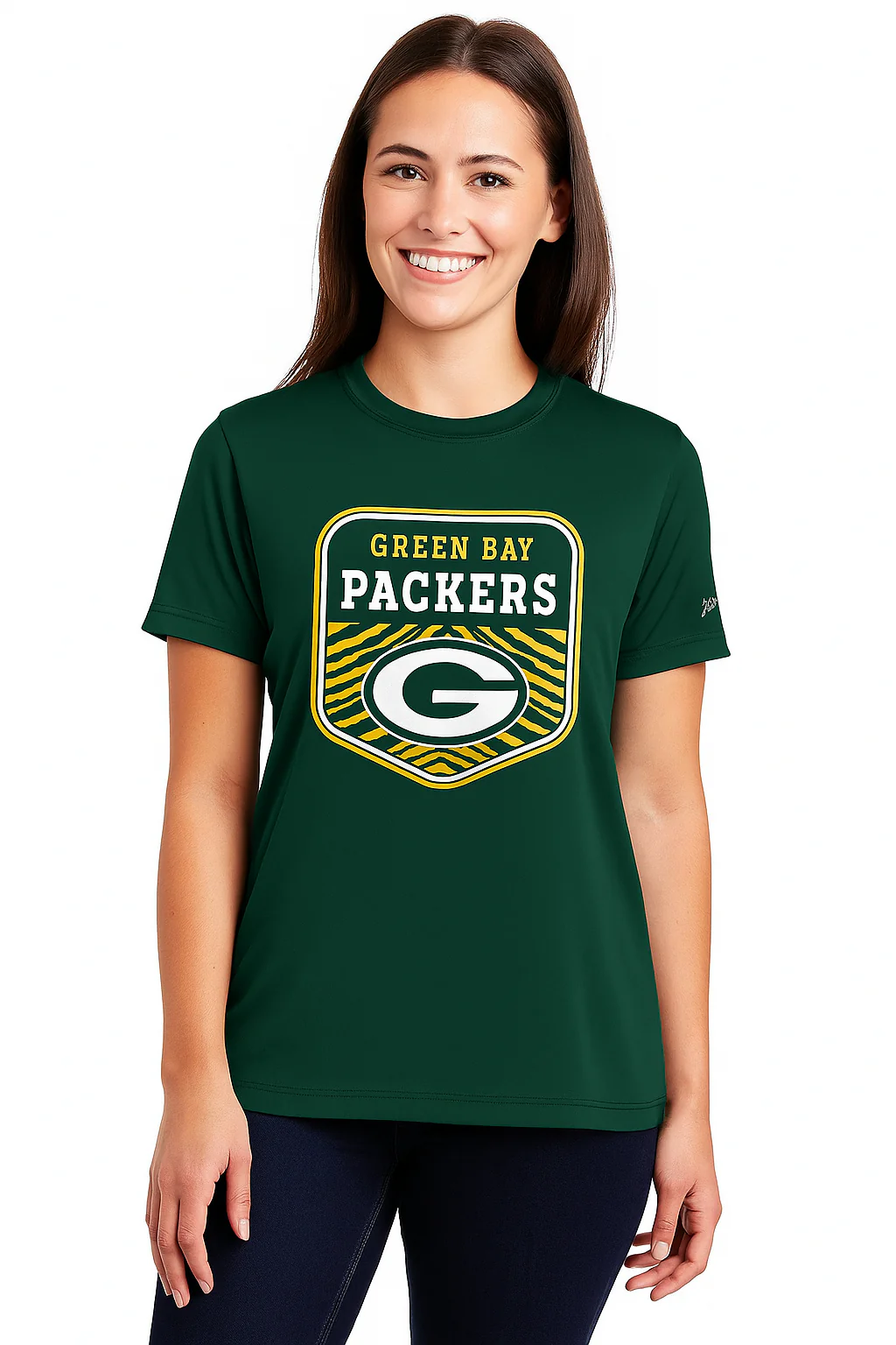 Zubaz NFL Women's Kicker Team Color Short Sleeve T-Shirt, Green Bay Packers - Image 25