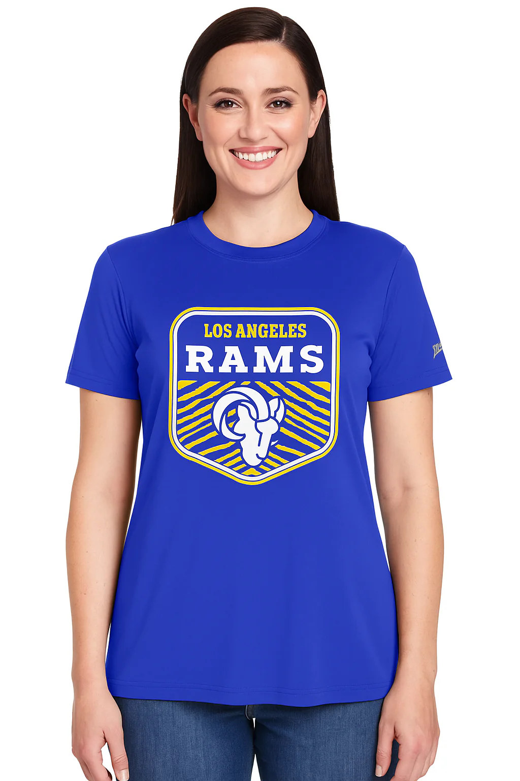 Zubaz NFL Women's Kicker Team Color Short Sleeve T-Shirt, Los Angeles Rams - Image 24