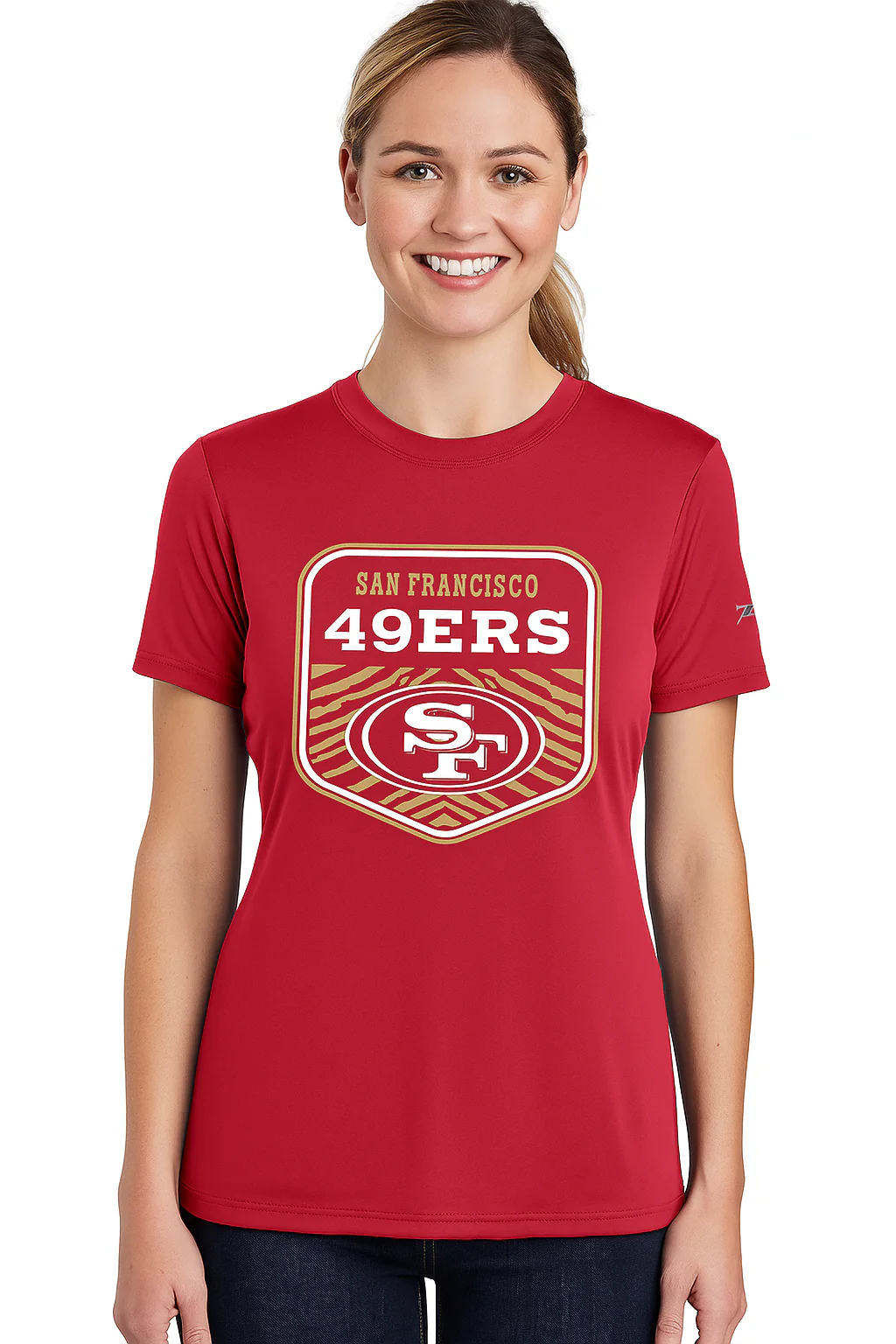 Zubaz NFL Women's Kicker Team Color Short Sleeve T-Shirt, San Francisco 49ers - Image 30