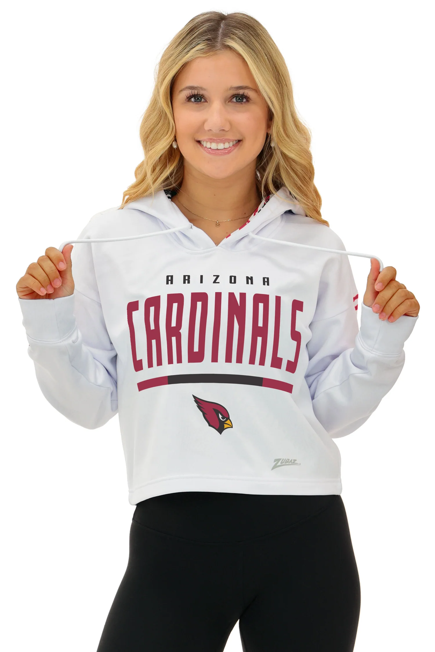 Zubaz NFL Women's Linebacker Zebra Ombre Crop Top Hoodie, ARIZONA CARDINALS - Image 13