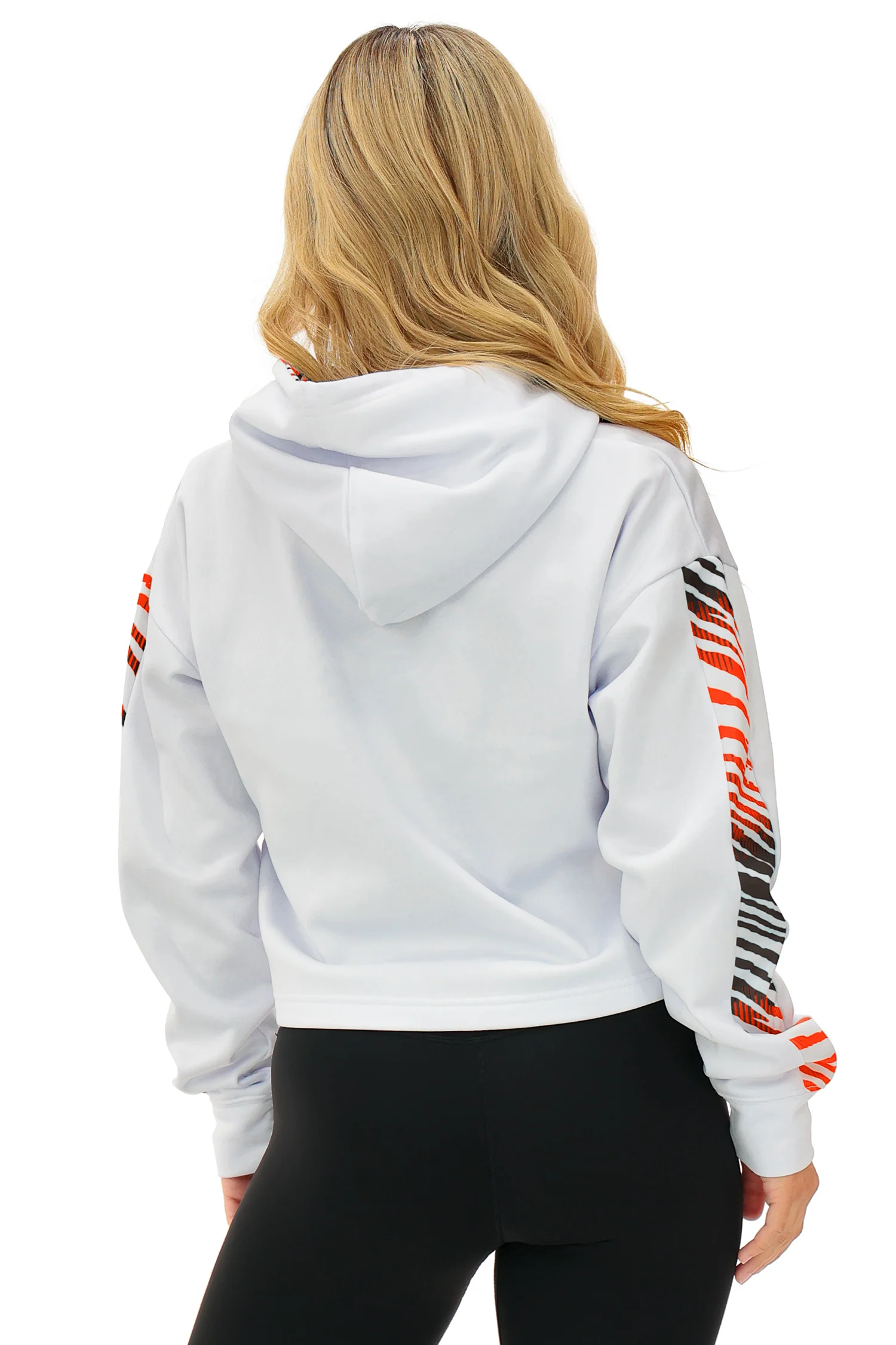 Zubaz NFL Women's Linebacker Zebra Ombre Crop Top Hoodie, CLEVELAND BROWNS - Image 24