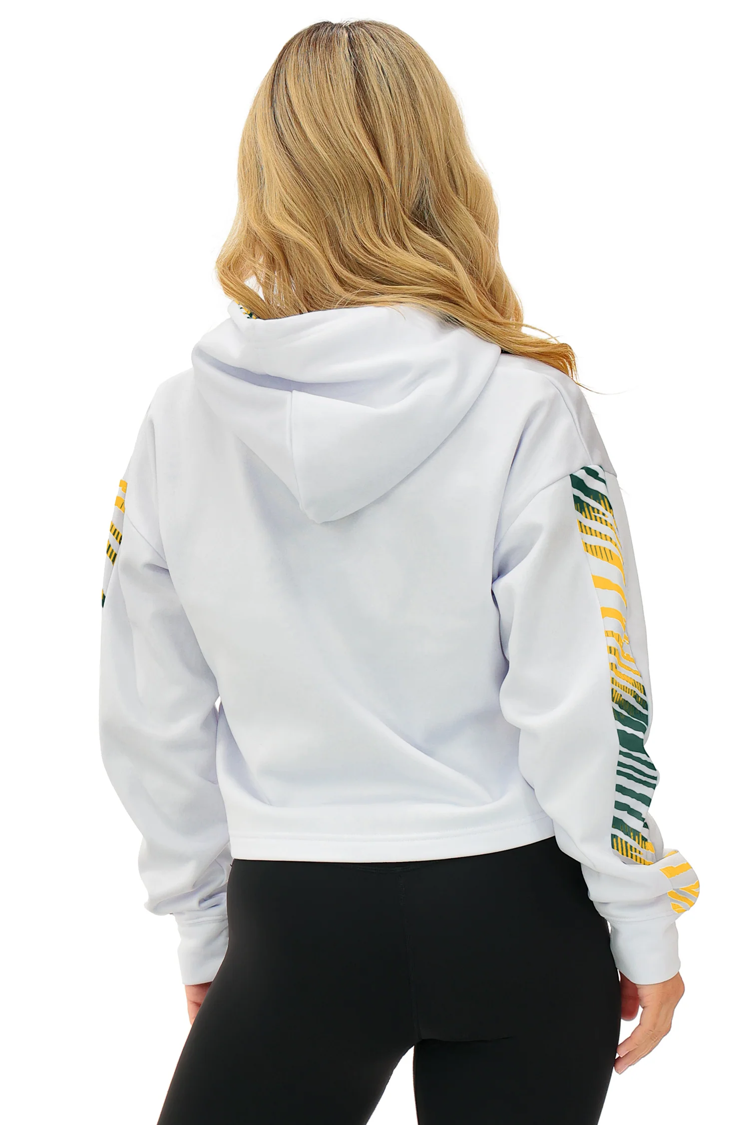 Zubaz NFL Women's Linebacker Zebra Ombre Crop Top Hoodie, GREEN BAY PACKERS - Image 19