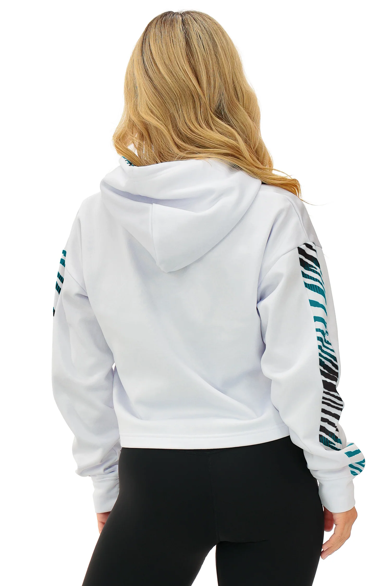 Zubaz NFL Women's Linebacker Zebra Ombre Crop Top Hoodie, JACKSONVILLE JAGUARS - Image 19