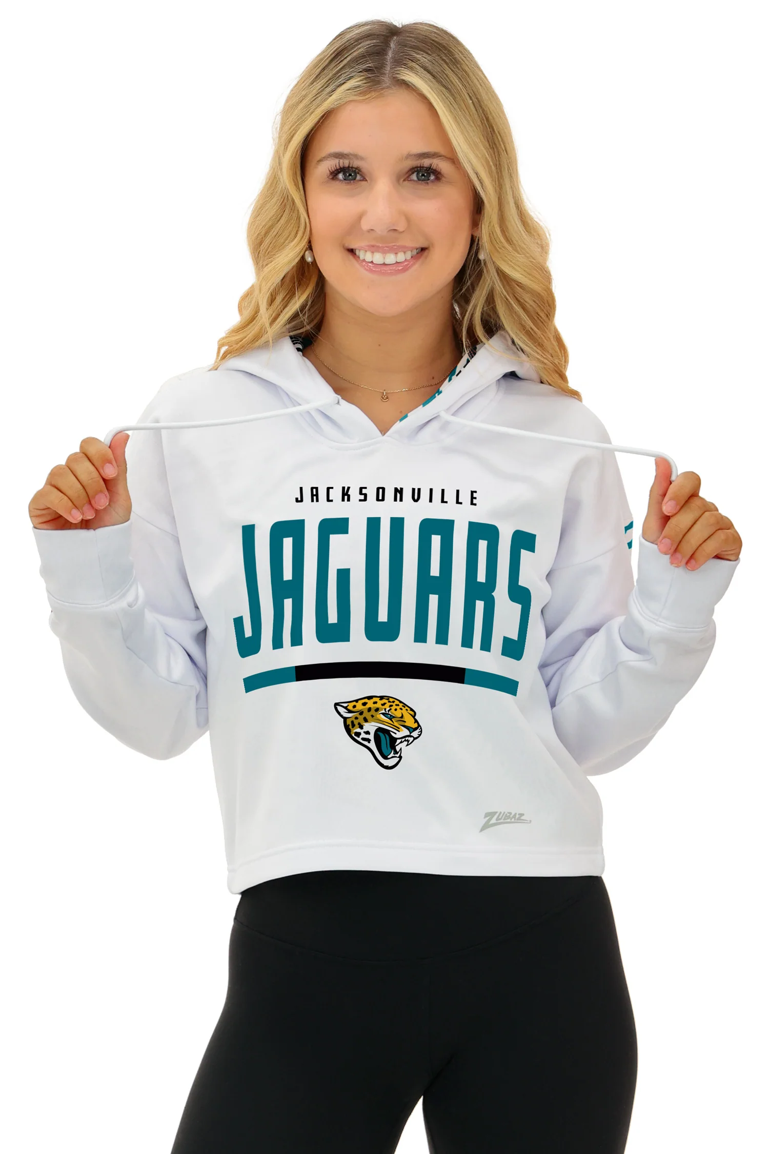 Zubaz NFL Women's Linebacker Zebra Ombre Crop Top Hoodie, JACKSONVILLE JAGUARS - Image 23