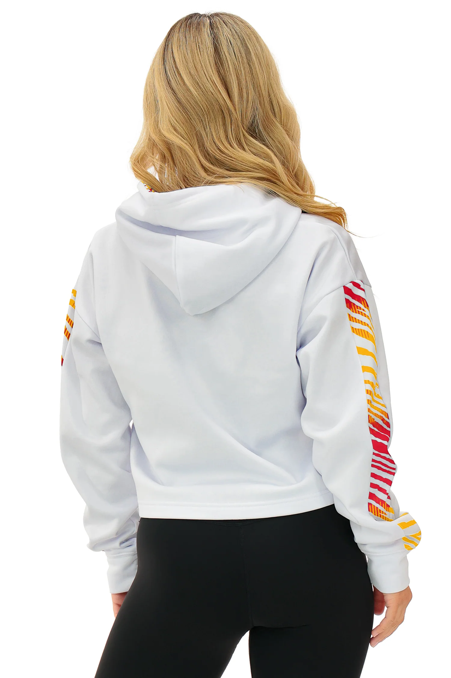 Zubaz NFL Women's Linebacker Zebra Ombre Crop Top Hoodie, KANSAS CITY CHIEFS - Image 4