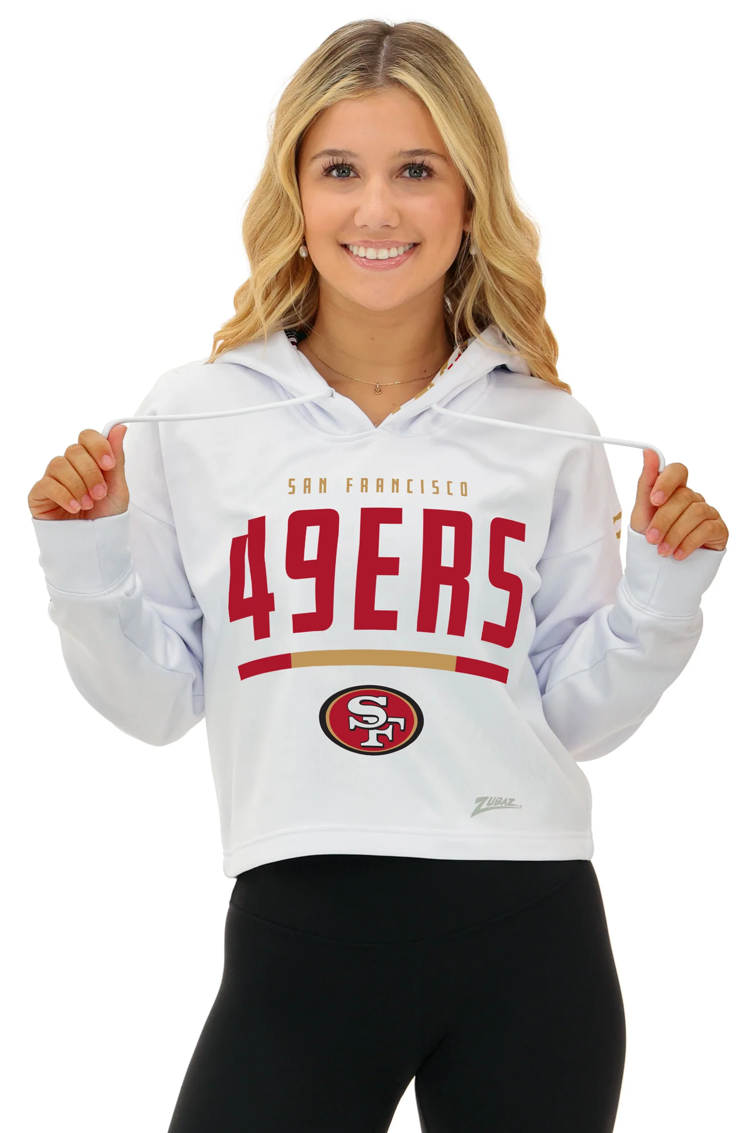 Zubaz NFL Women's Linebacker Zebra Ombre Crop Top Hoodie, SAN FRANCISCO 49ERS - Image 22