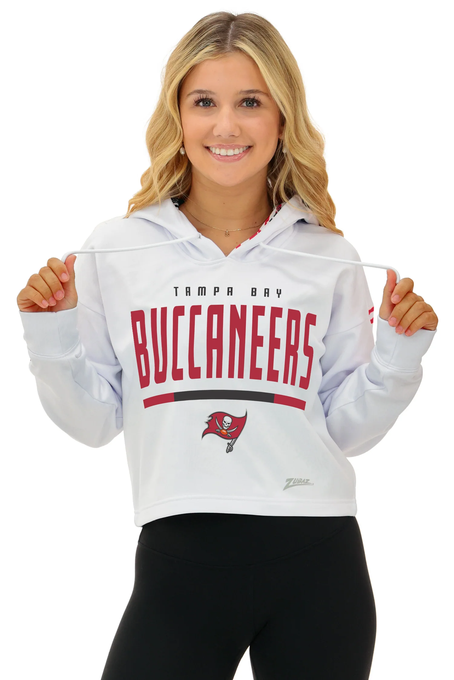 Zubaz NFL Women's Linebacker Zebra Ombre Crop Top Hoodie, TAMPA BAY BUCCANEERS - Image 12