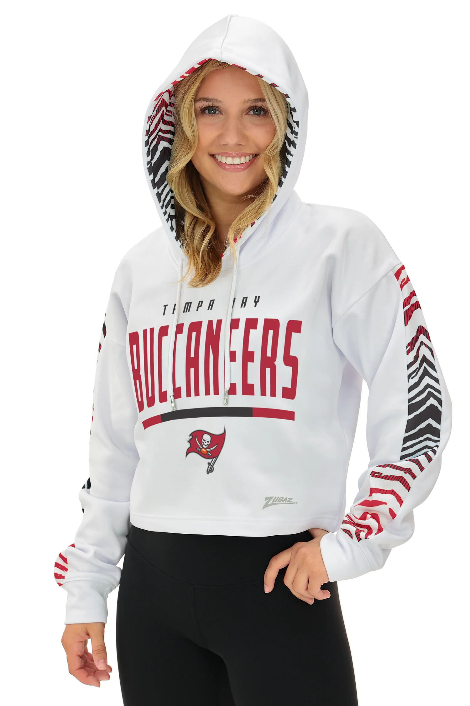 Zubaz NFL Women's Linebacker Zebra Ombre Crop Top Hoodie, TAMPA BAY BUCCANEERS - Image 26