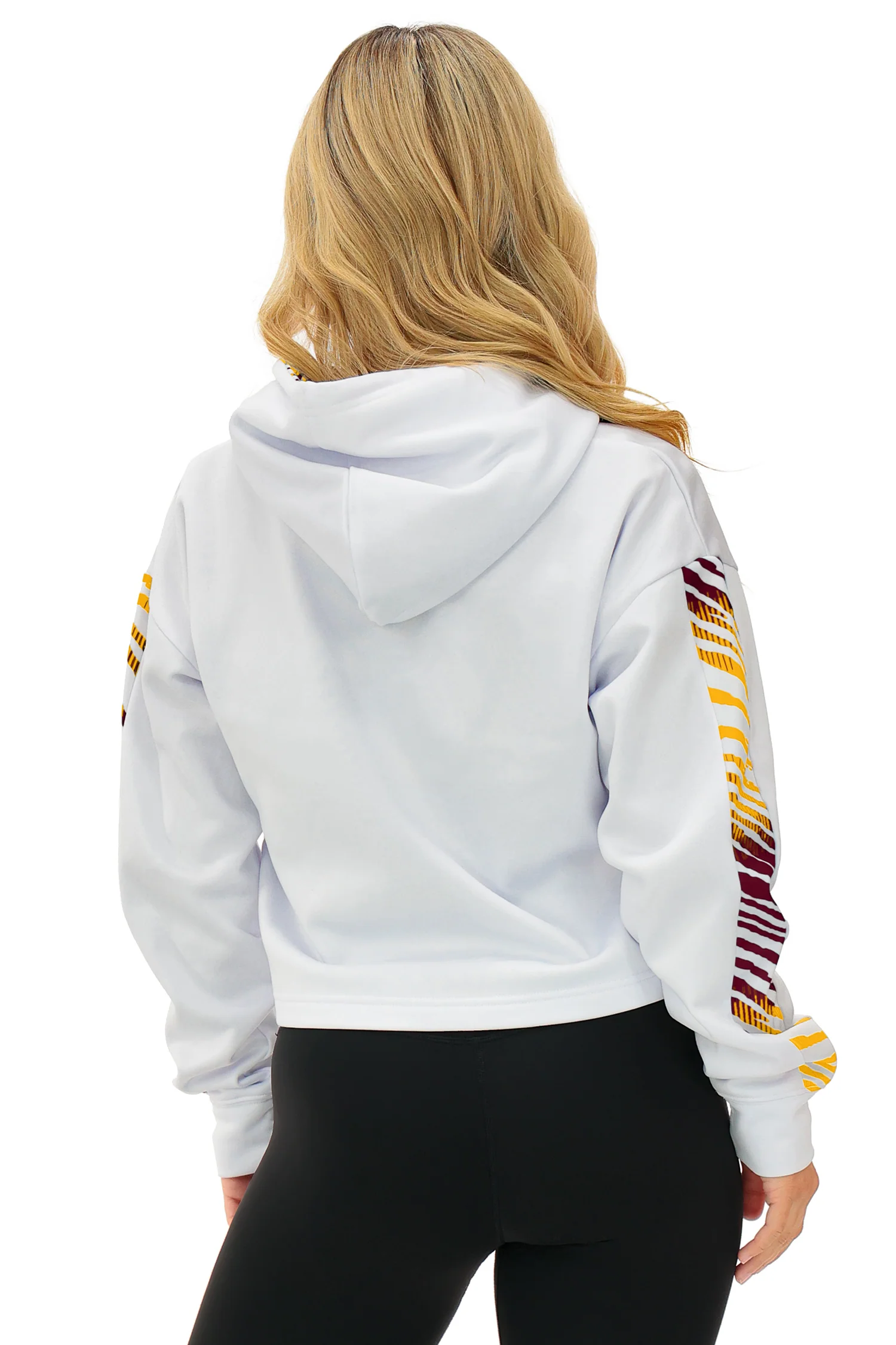 Zubaz NFL Women's Linebacker Zebra Ombre Crop Top Hoodie, WASHINGTON COMMANDERS - Image 18