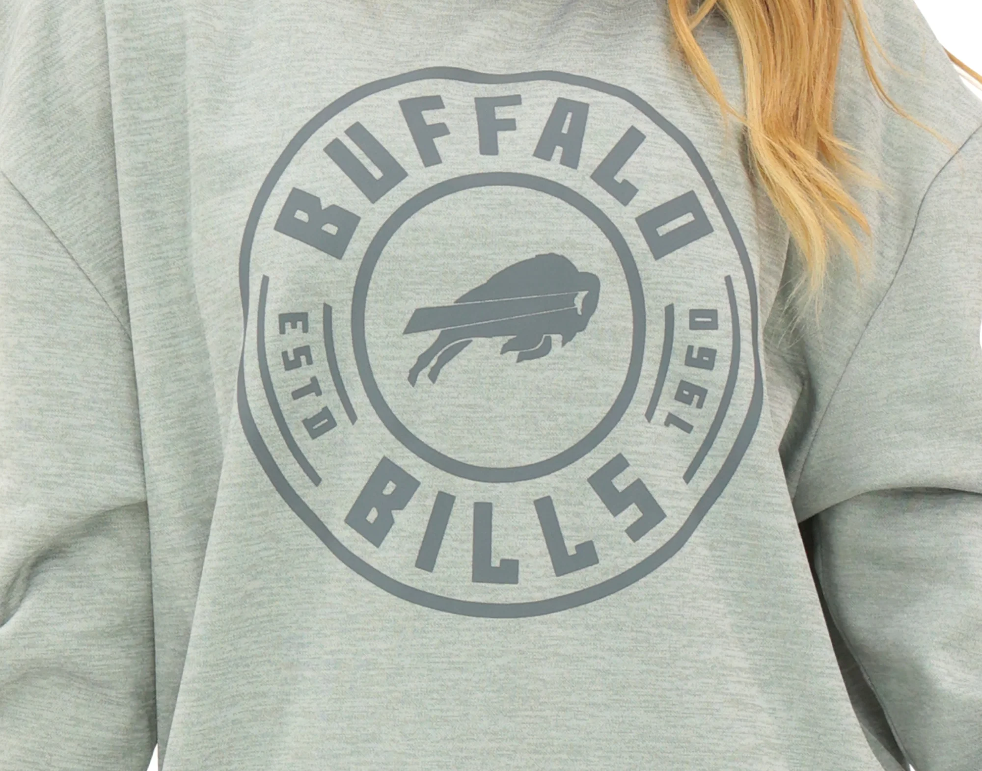 Zubaz NFL Women's Offense 2 Color Tonal Zebra Arm Panels Crewneck with Pockets, BUFFALO BILLS - Image 31