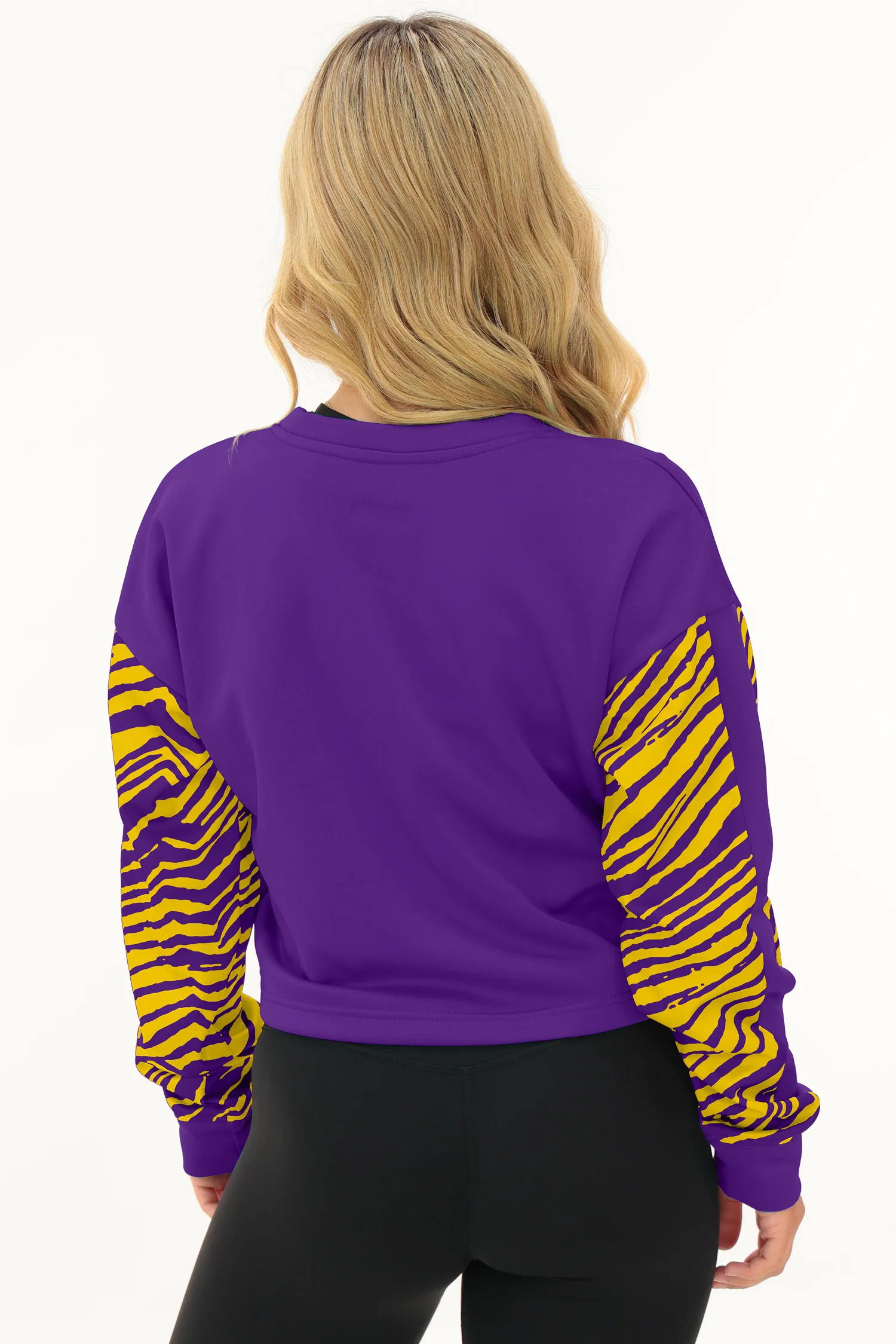 Zubaz NFL Women's Overtime 2 Color Zebra Crop Top Crewneck, MINNESOTA VIKINGS - Image 18