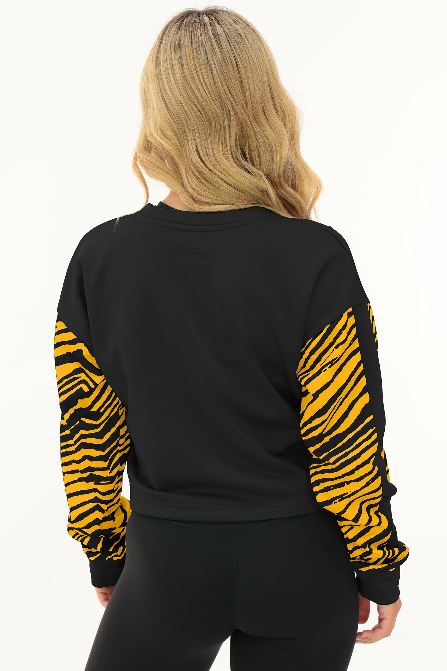Zubaz NFL Women's Overtime 2 Color Zebra Crop Top Crewneck, PITTSBURGH STEELERS - Image 26