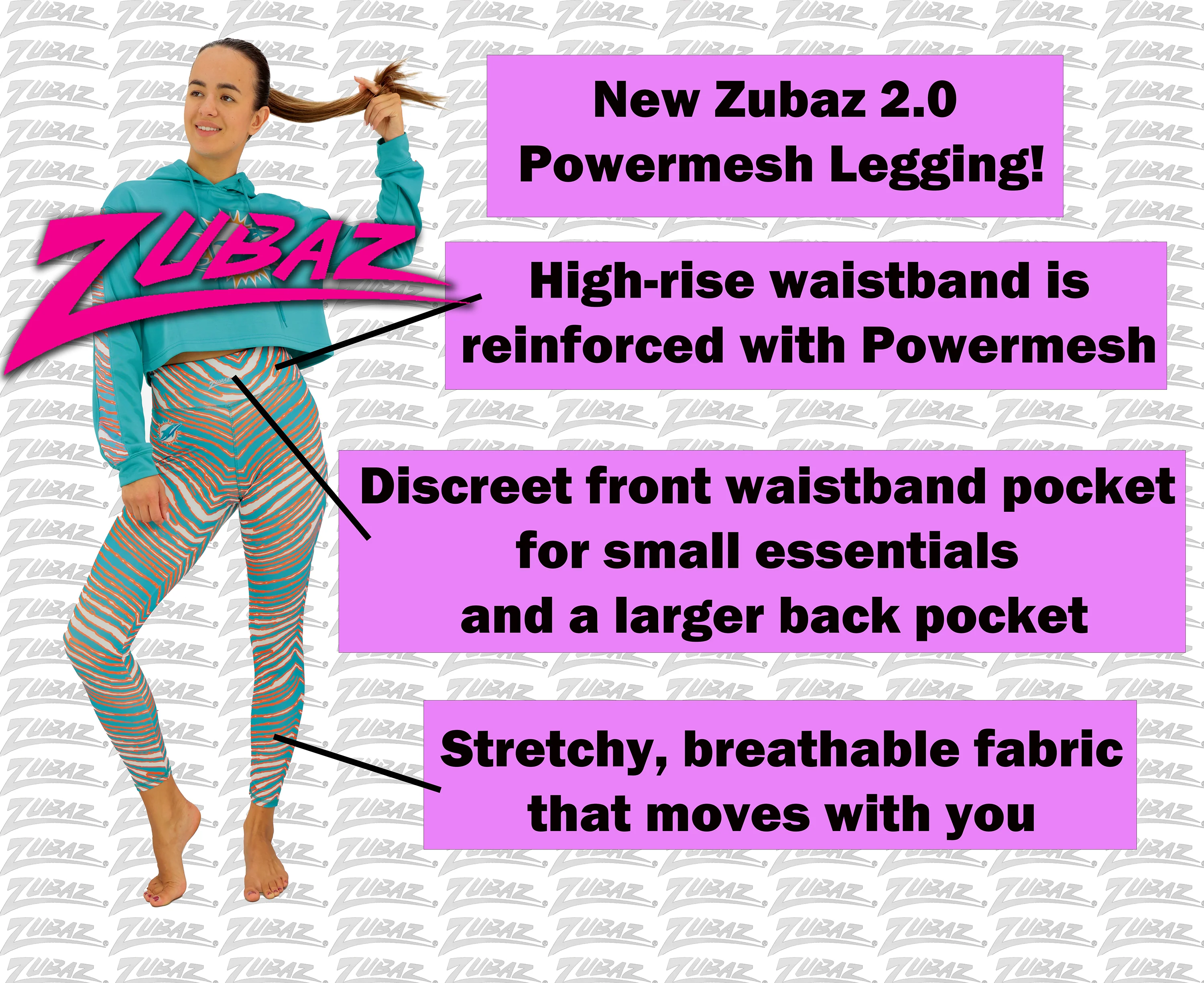 Zubaz NFL Women's Primary Logo Zebra Ombre Leggings, New York Giants - Image 17