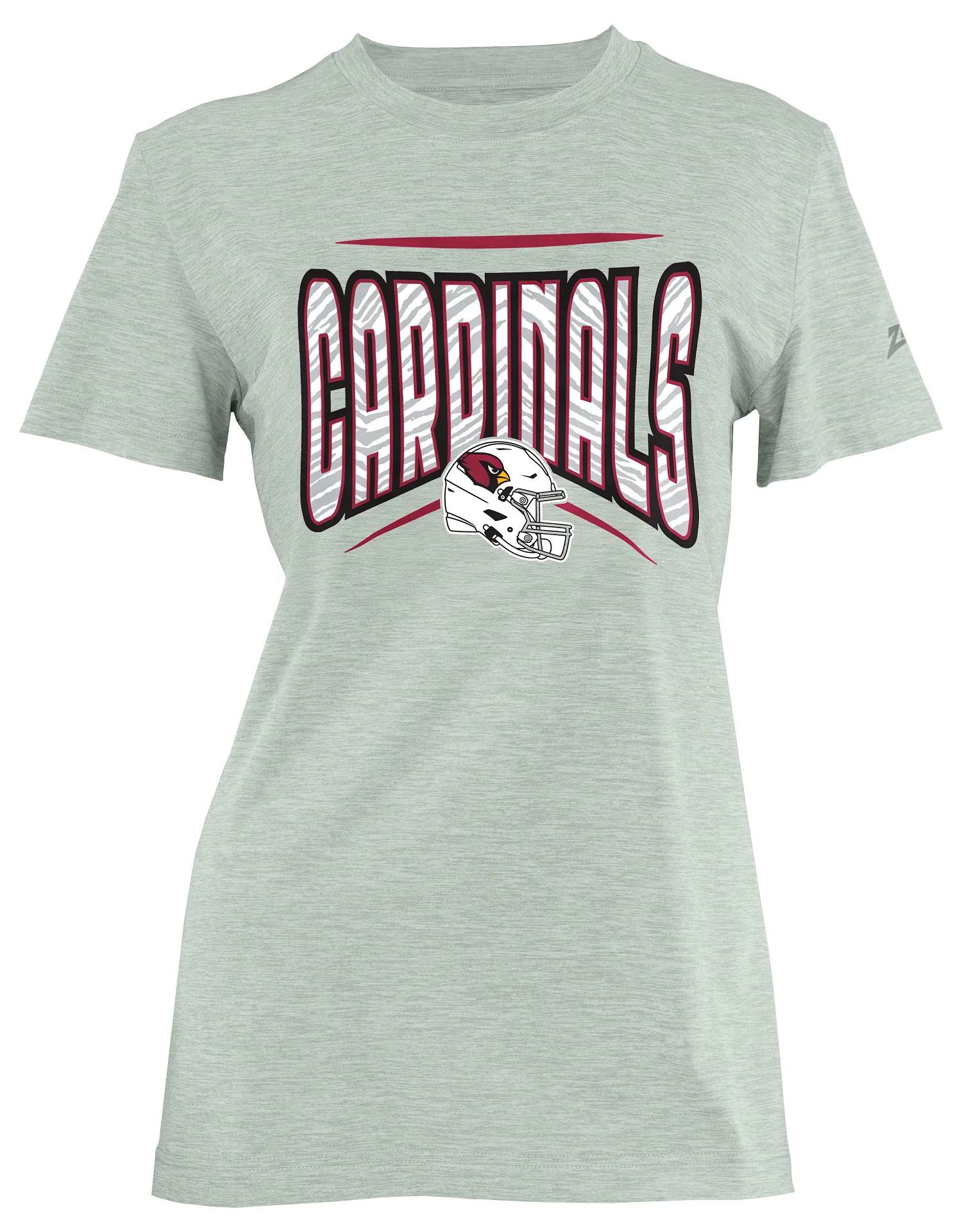 Zubaz NFL Women's Quarterback Heather Gray Color Short Sleeve T-Shirt, Arizona Cardinals - Image 2