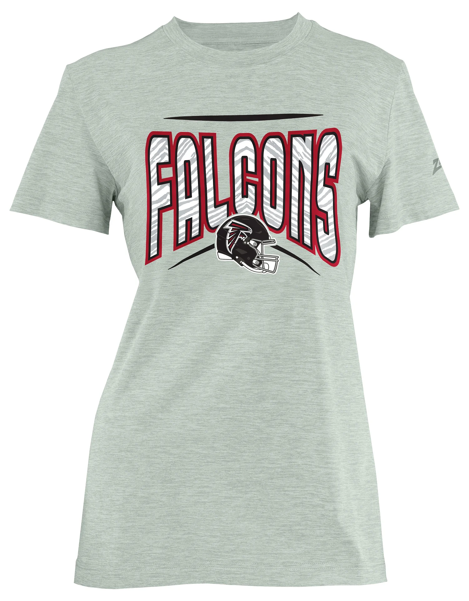 Zubaz NFL Women's Quarterback Heather Gray Color Short Sleeve T-Shirt, Atlanta Falcons - Image 2