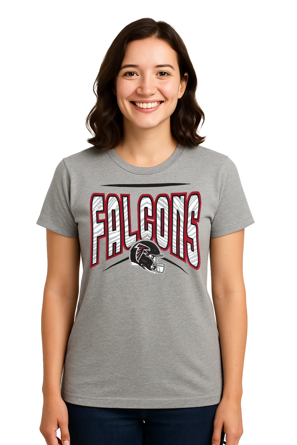Zubaz NFL Women's Quarterback Heather Gray Color Short Sleeve T-Shirt, Atlanta Falcons - Image 42