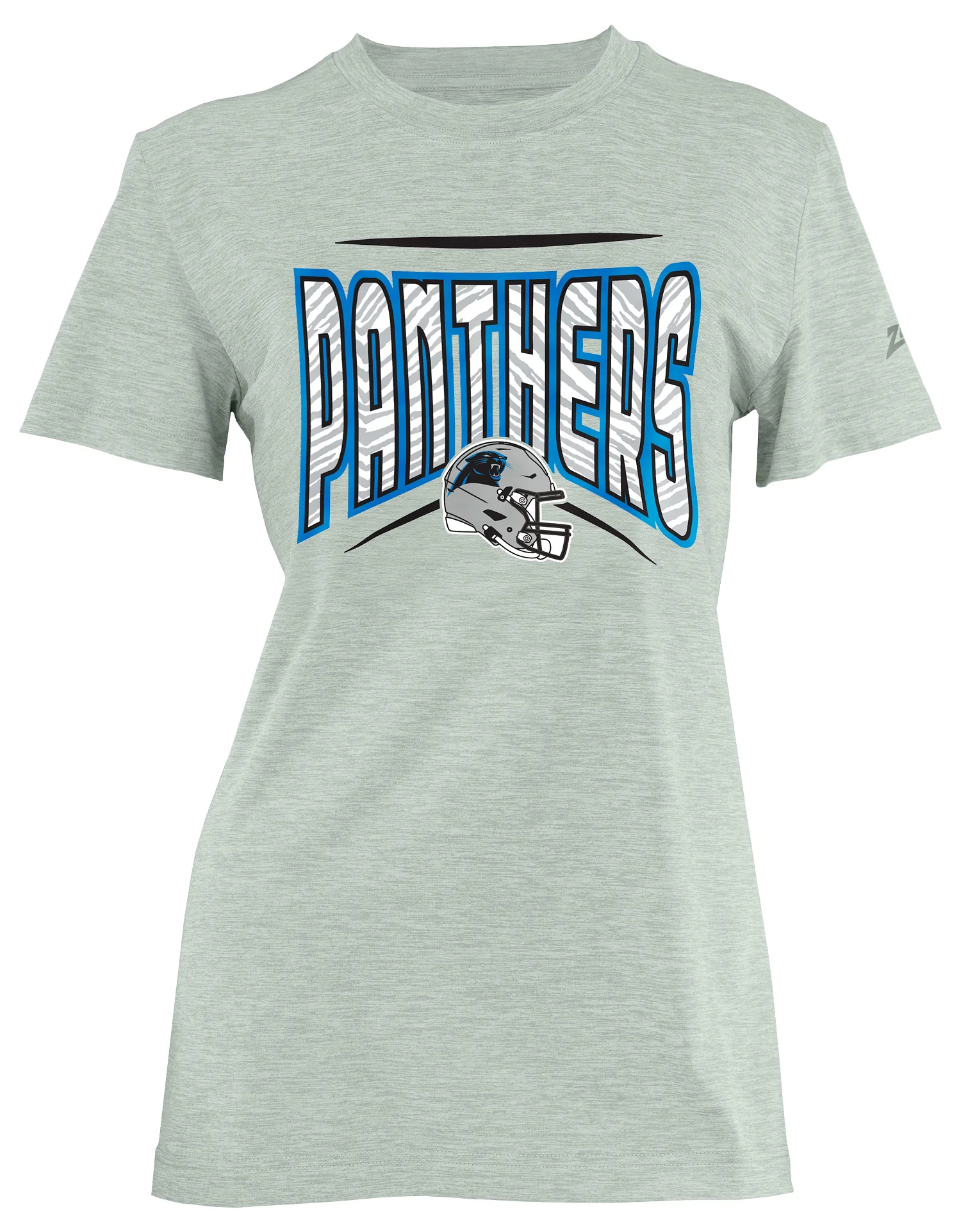 Zubaz NFL Women's Quarterback Heather Gray Color Short Sleeve T-Shirt, Carolina Panthers - Image 2