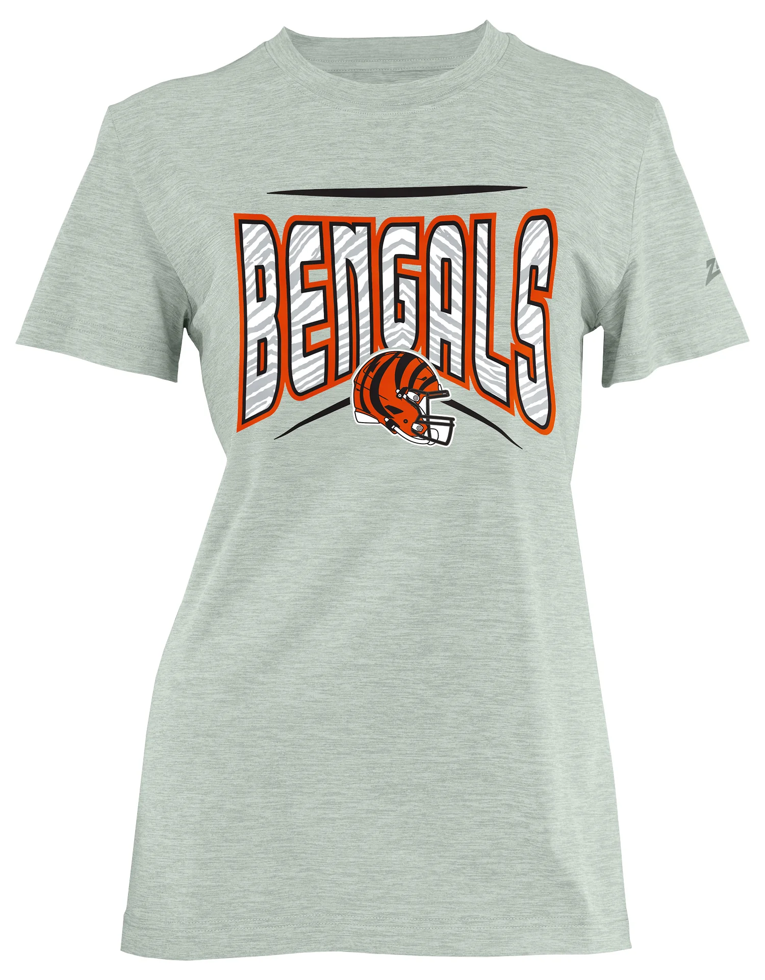 Zubaz NFL Women's Quarterback Heather Gray Color Short Sleeve T-Shirt, Cincinnati Bengals - Image 2