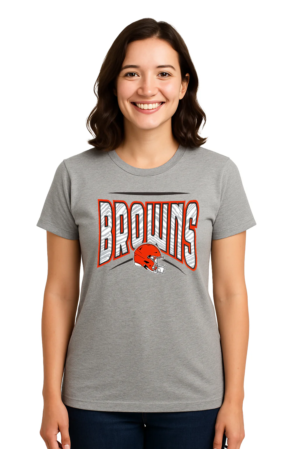 Zubaz NFL Women's Quarterback Heather Gray Color Short Sleeve T-Shirt, Cleveland Browns - Image 18