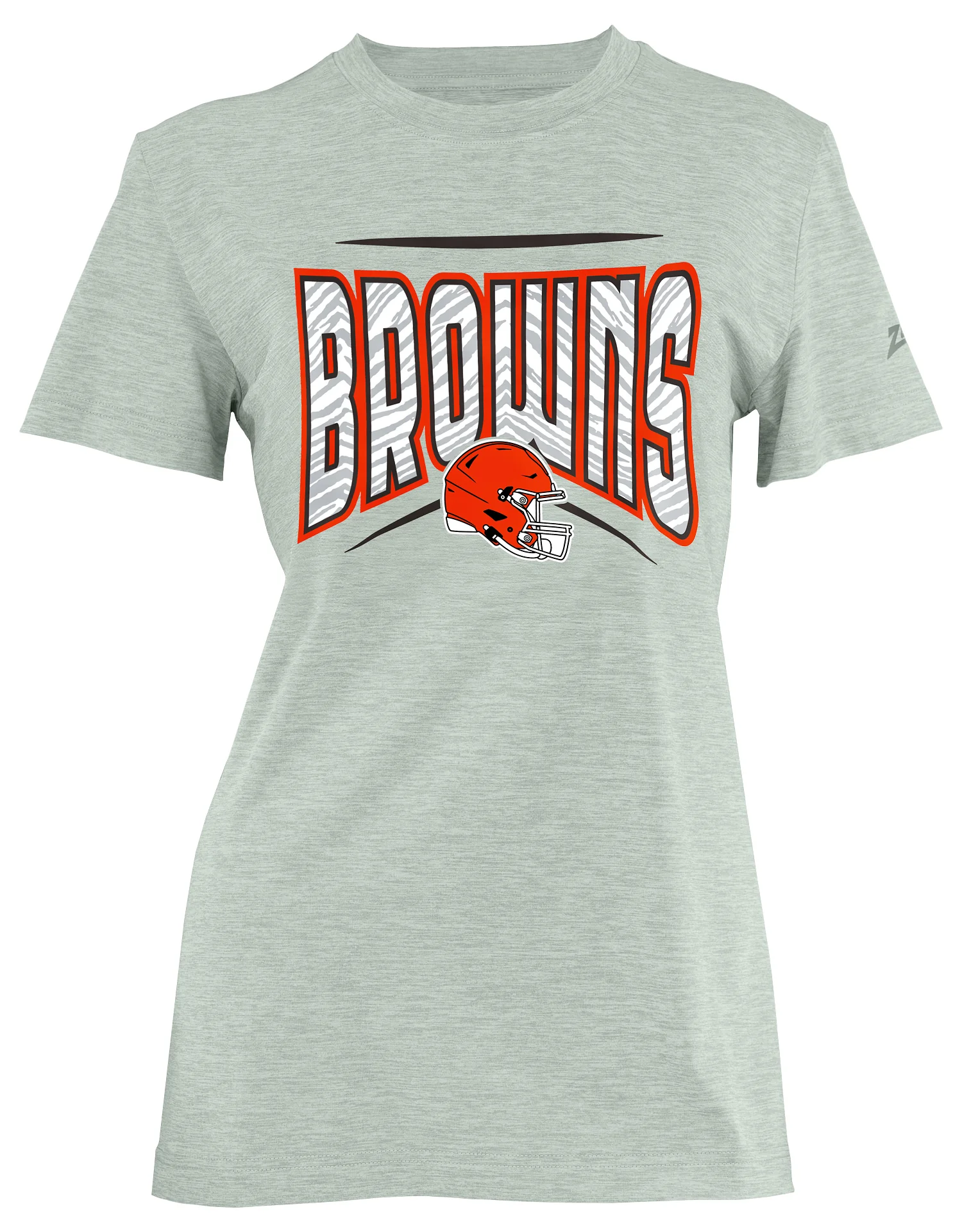 Zubaz NFL Women's Quarterback Heather Gray Color Short Sleeve T-Shirt, Cleveland Browns - Image 31