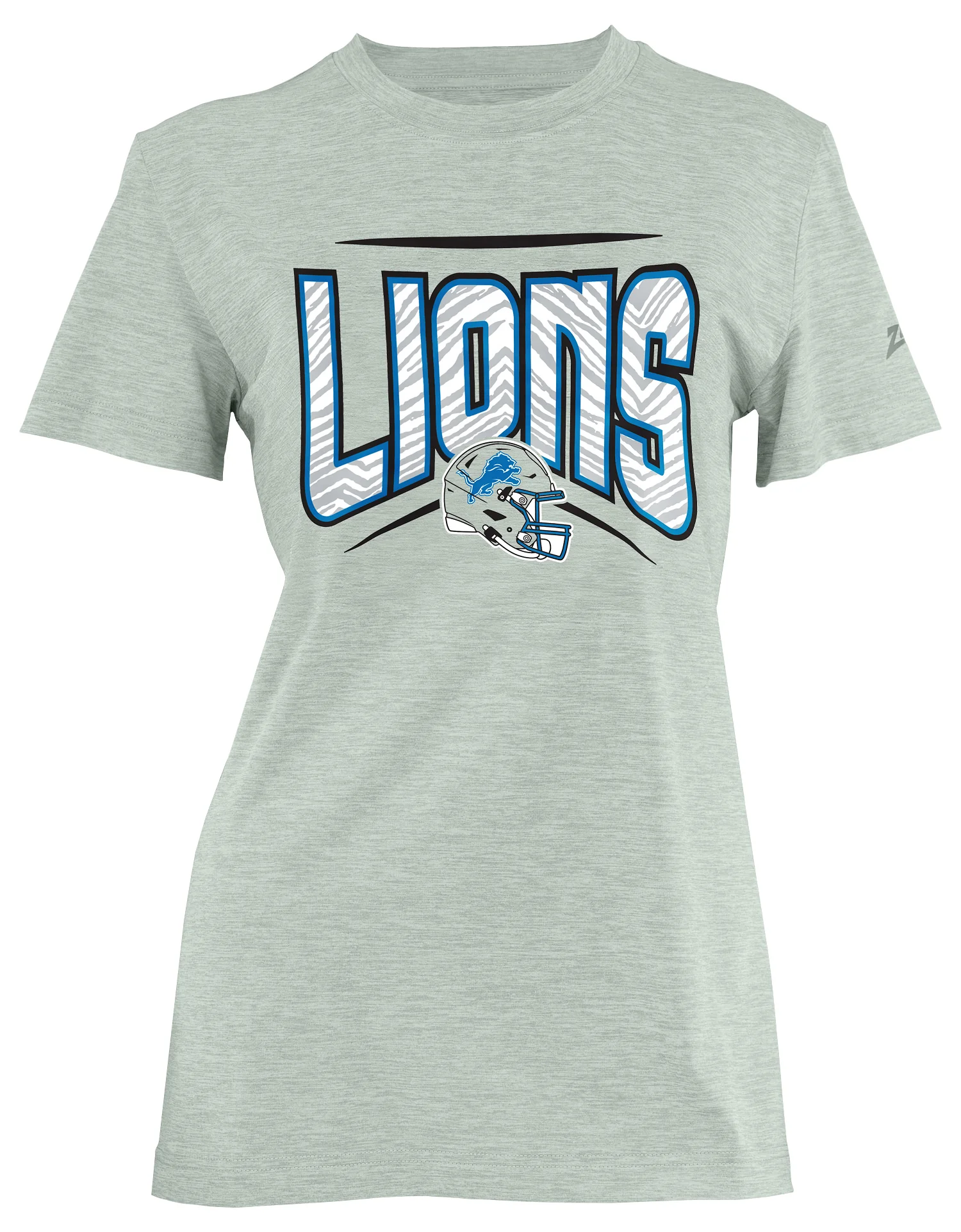 Zubaz NFL Women's Quarterback Heather Gray Color Short Sleeve T-Shirt, Detroit Lions - Image 7