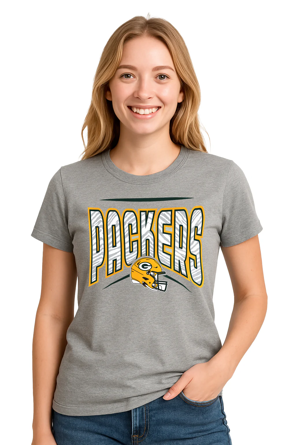 Zubaz NFL Women's Quarterback Heather Gray Color Short Sleeve T-Shirt, Green Bay Packers - Image 12