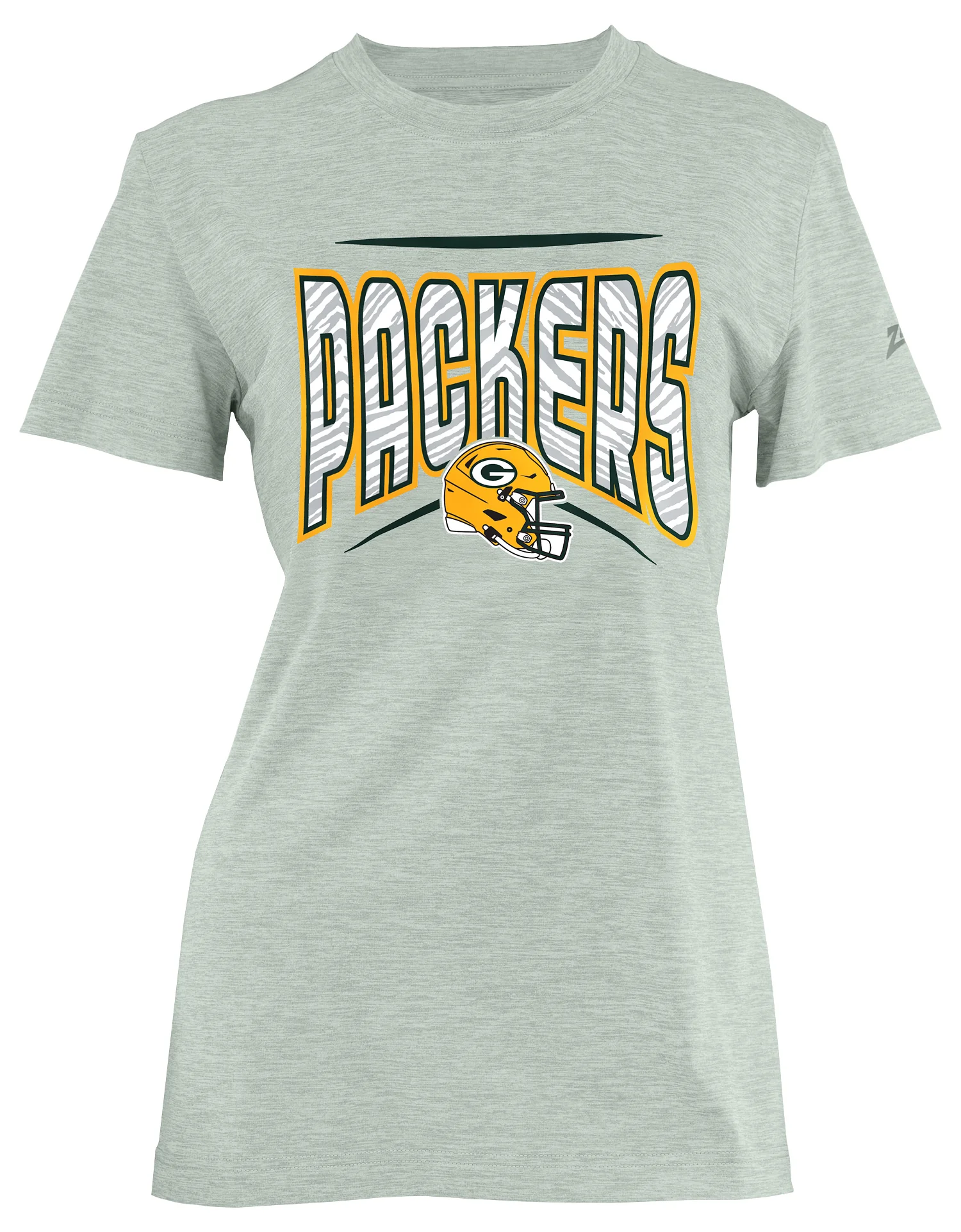 Zubaz NFL Women's Quarterback Heather Gray Color Short Sleeve T-Shirt, Green Bay Packers - Image 43