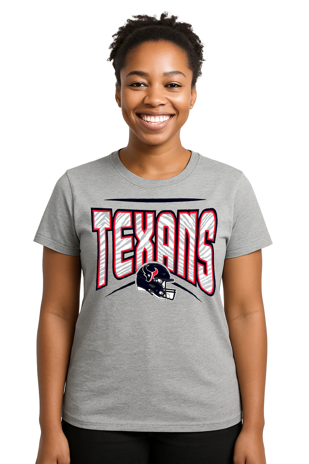 Zubaz NFL Women's Quarterback Heather Gray Color Short Sleeve T-Shirt, Houston Texans - Image 30
