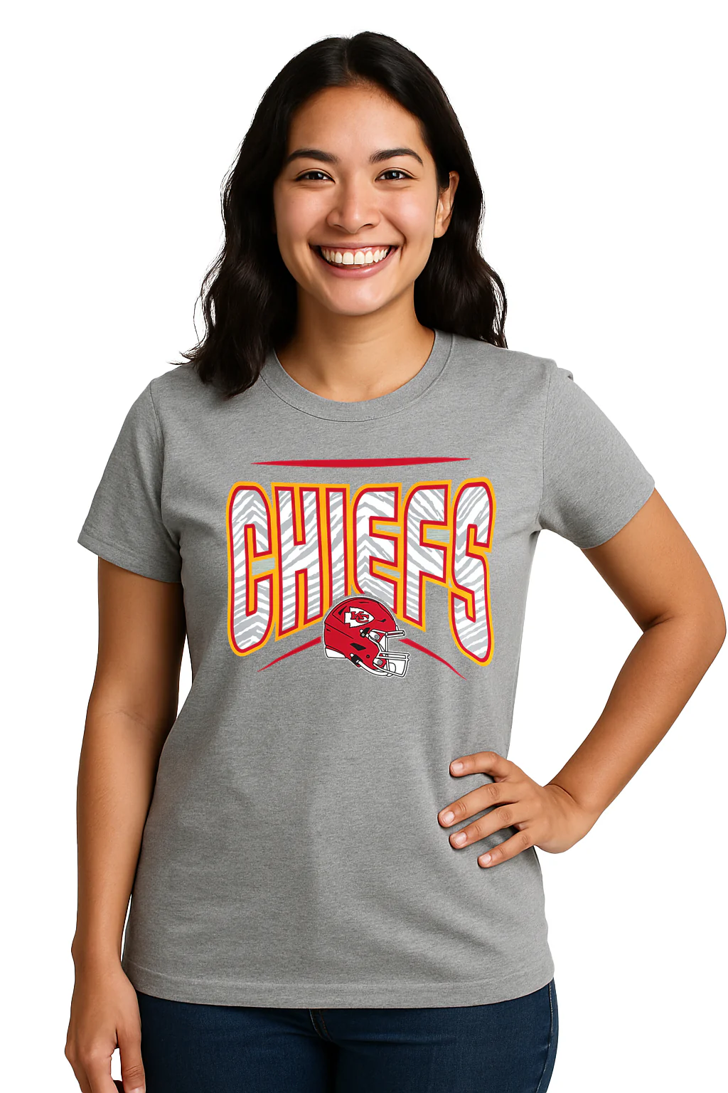 Zubaz NFL Women's Quarterback Heather Gray Color Short Sleeve T-Shirt, Kansas City Chiefs - Image 12