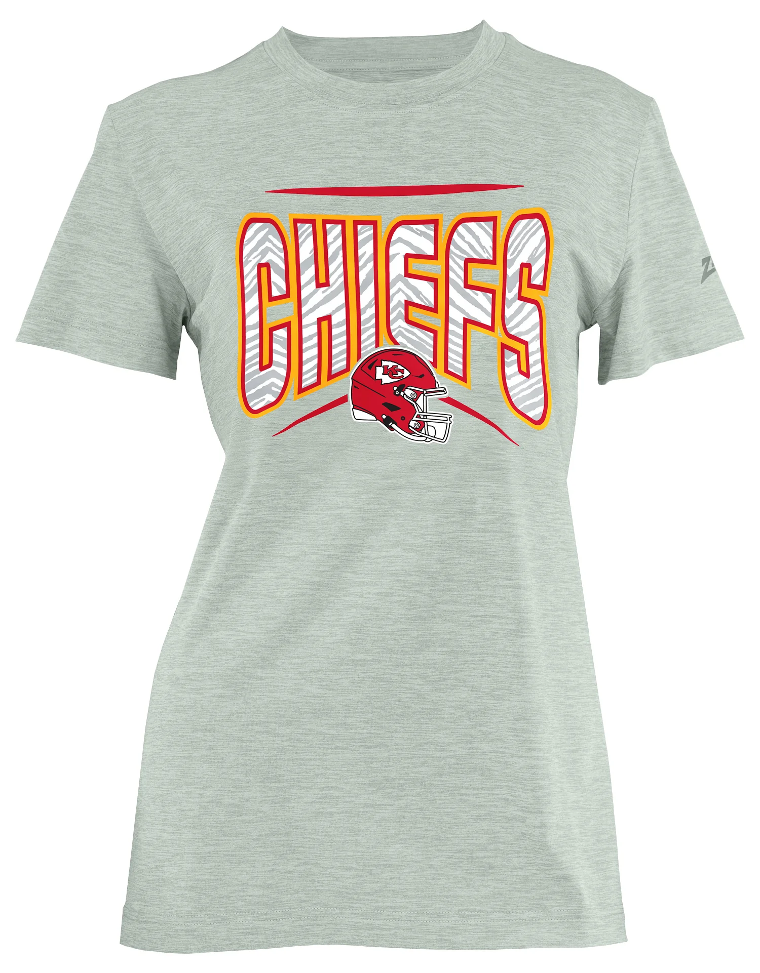 Zubaz NFL Women's Quarterback Heather Gray Color Short Sleeve T-Shirt, Kansas City Chiefs - Image 19