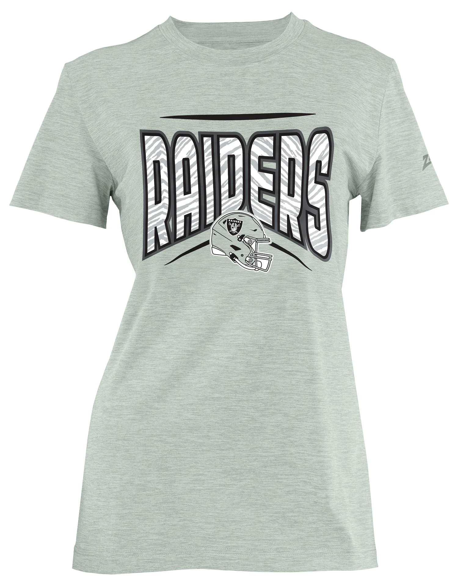 Zubaz NFL Women's Quarterback Heather Gray Color Short Sleeve T-Shirt, Las Vegas Raiders - Image 2