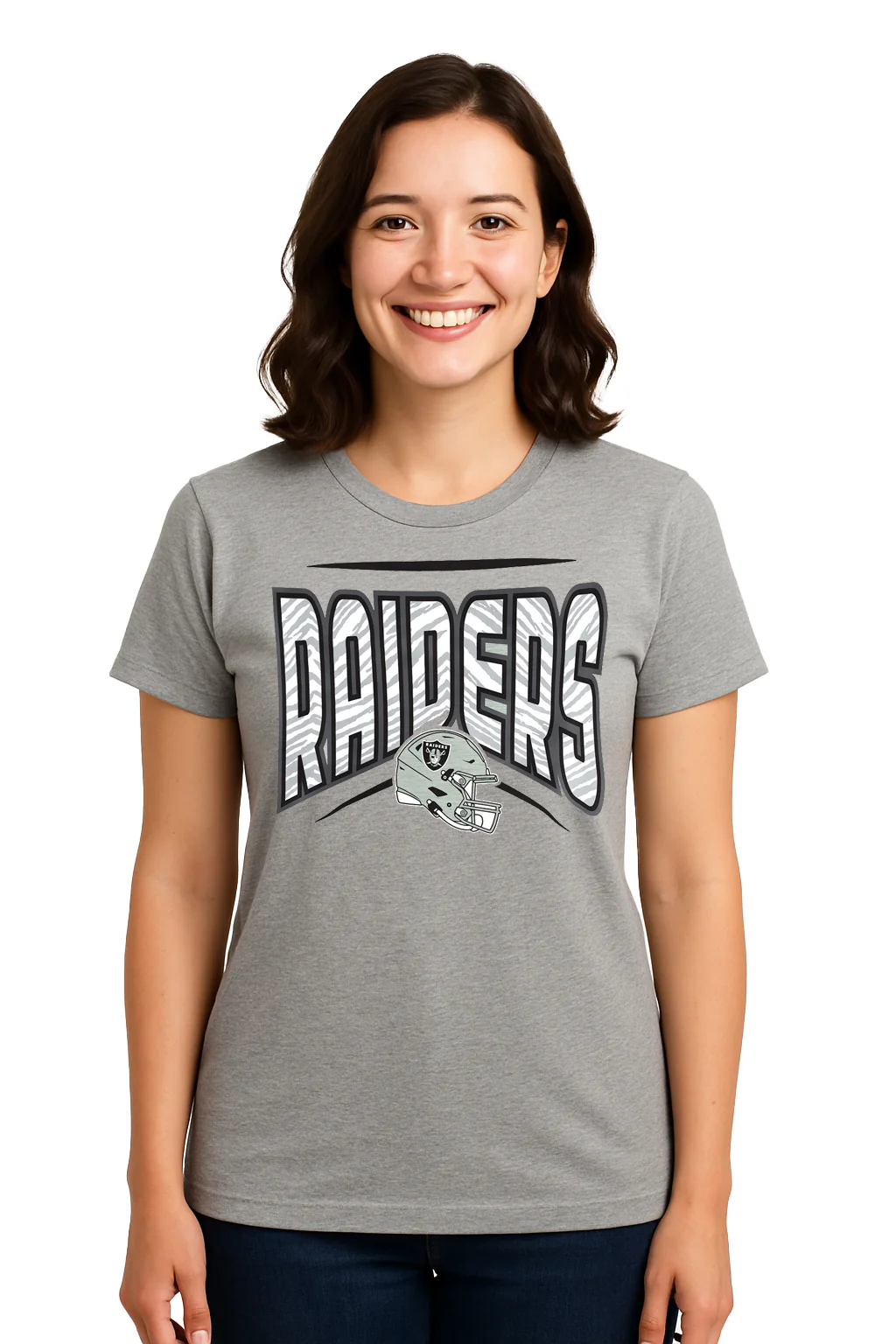 Zubaz NFL Women's Quarterback Heather Gray Color Short Sleeve T-Shirt, Las Vegas Raiders - Image 42