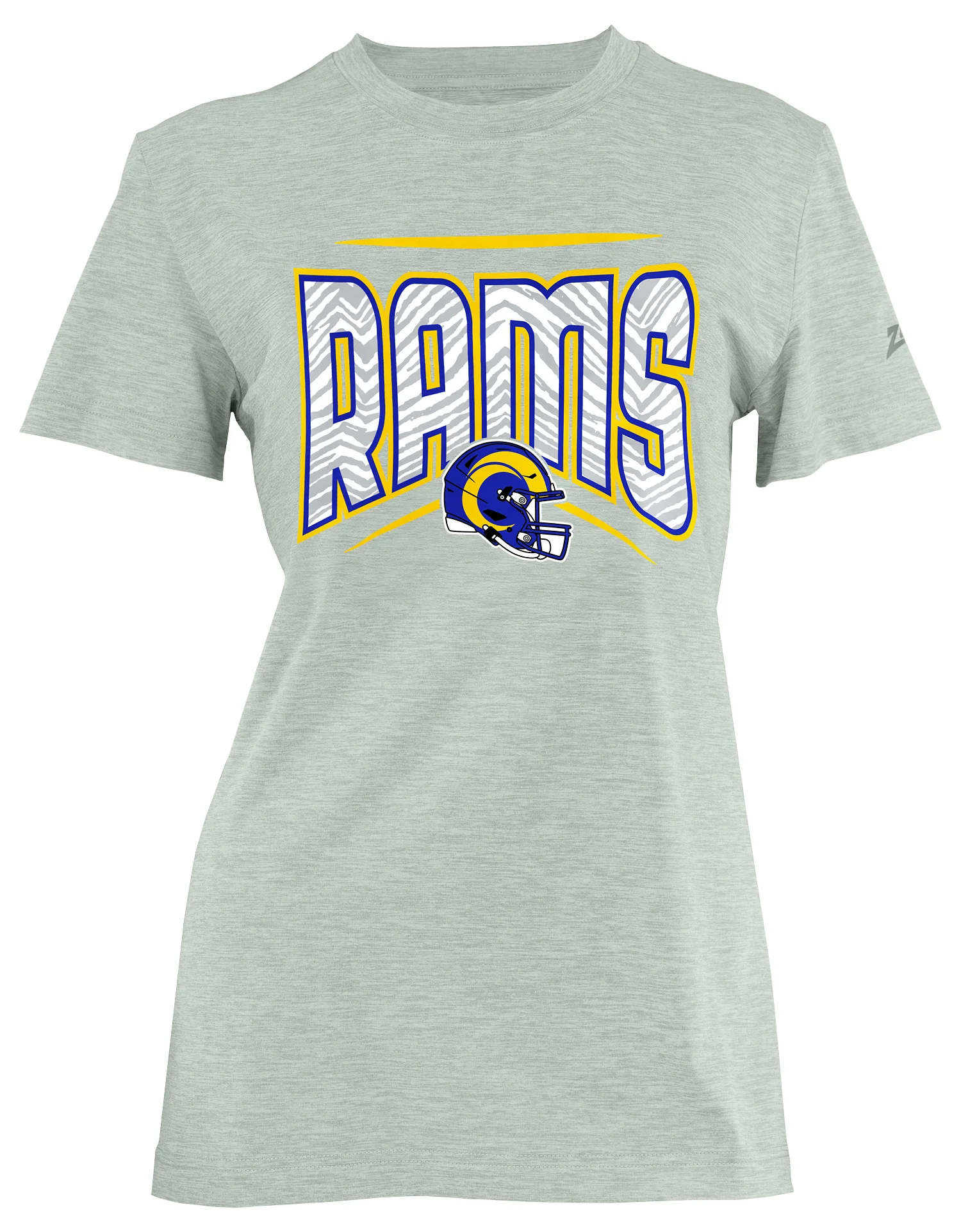 Zubaz NFL Women's Quarterback Heather Gray Color Short Sleeve T-Shirt, Los Angeles Rams - Image 13