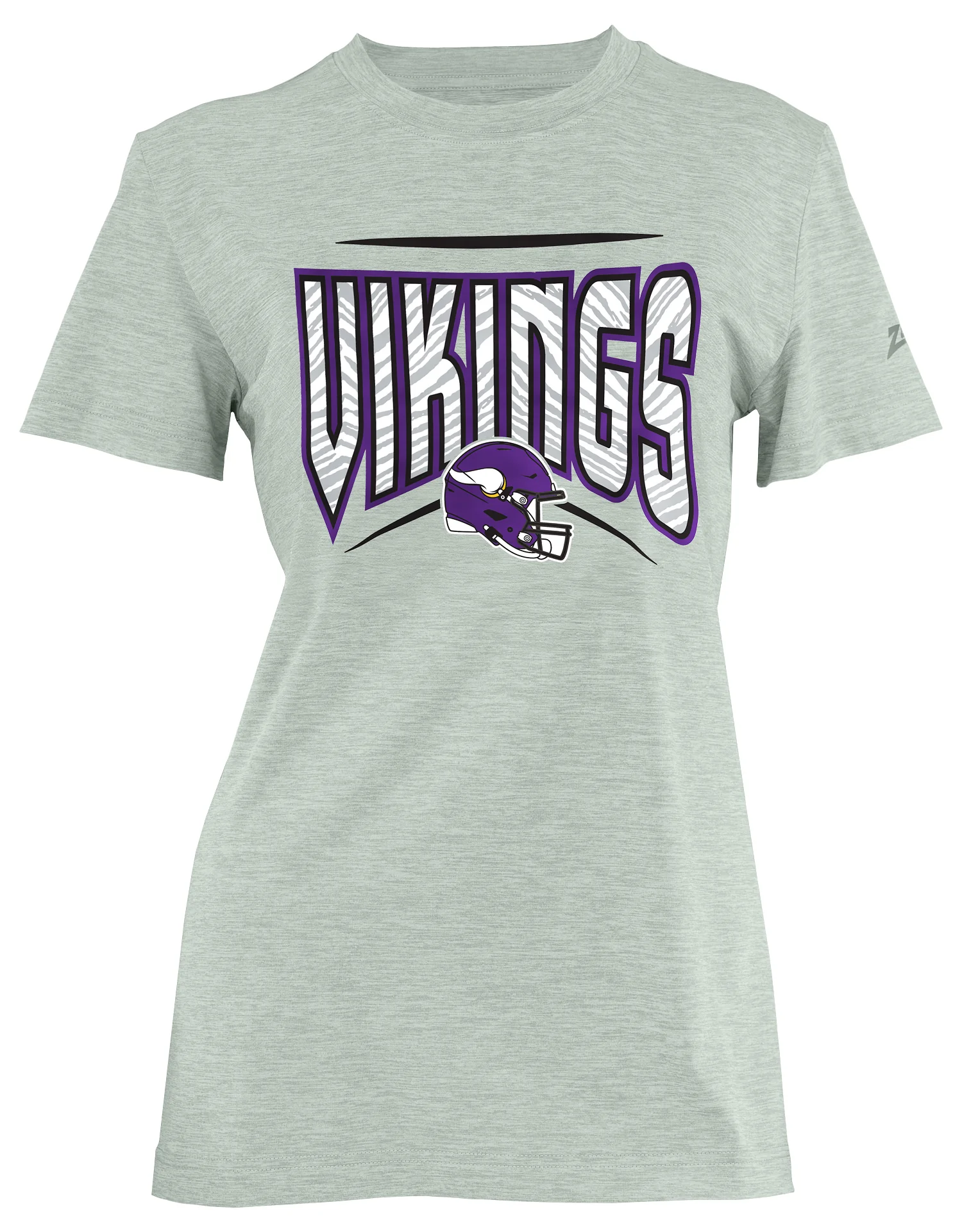 Zubaz NFL Women's Quarterback Heather Gray Color Short Sleeve T-Shirt, Minnesota Vikings - Image 43