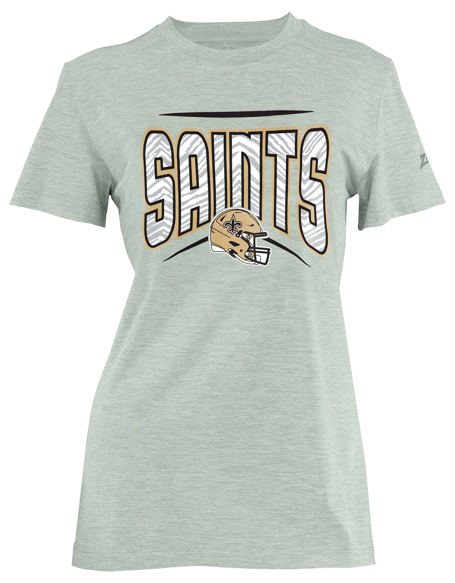 Zubaz NFL Women's Quarterback Heather Gray Color Short Sleeve T-Shirt, New Orleans Saints - Image 7