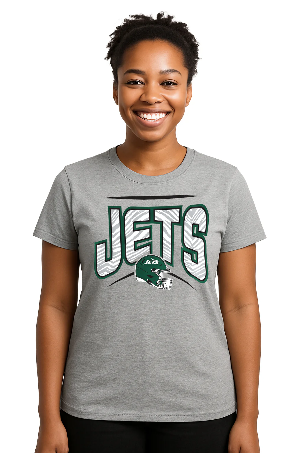 Zubaz NFL Women's Quarterback Heather Gray Color Short Sleeve T-Shirt, New York Jets - Image 12